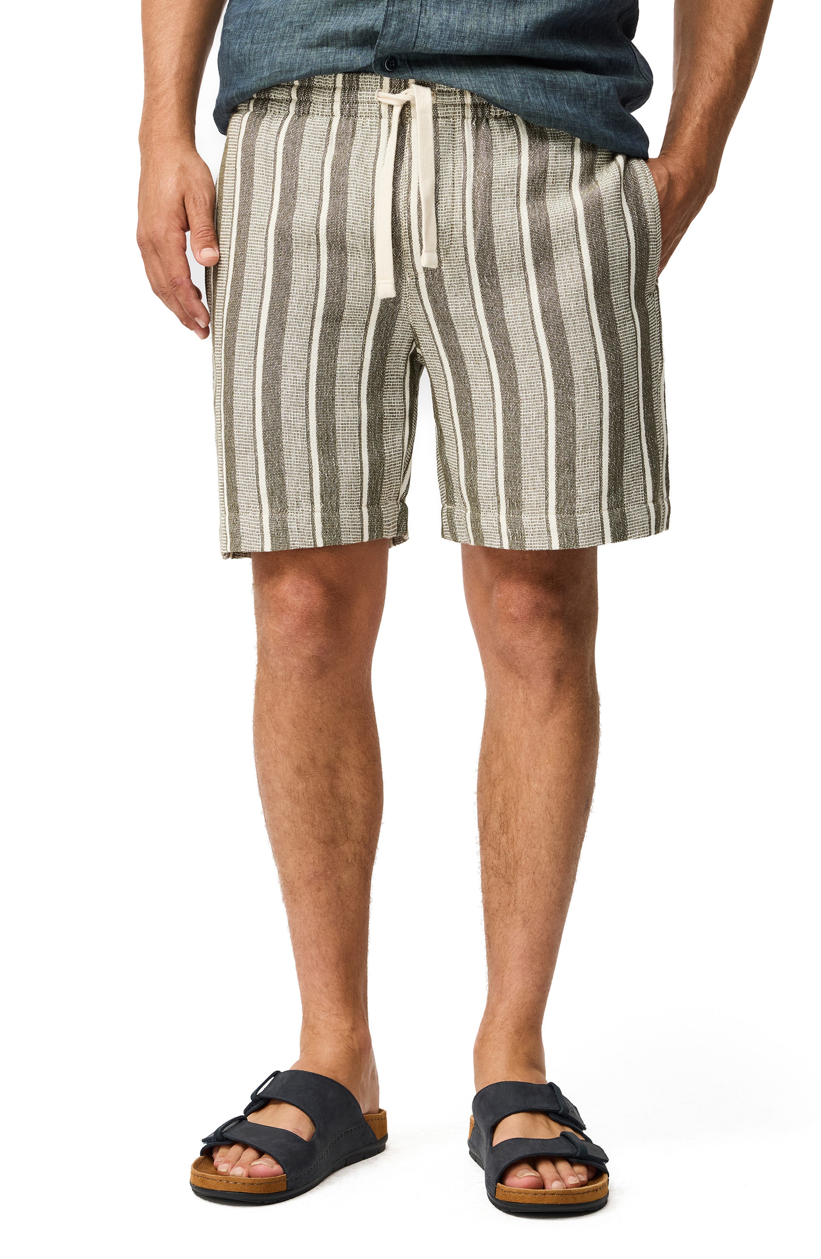 The Laurels Stripe Cotton Blend Drawstring Shorts - image 1