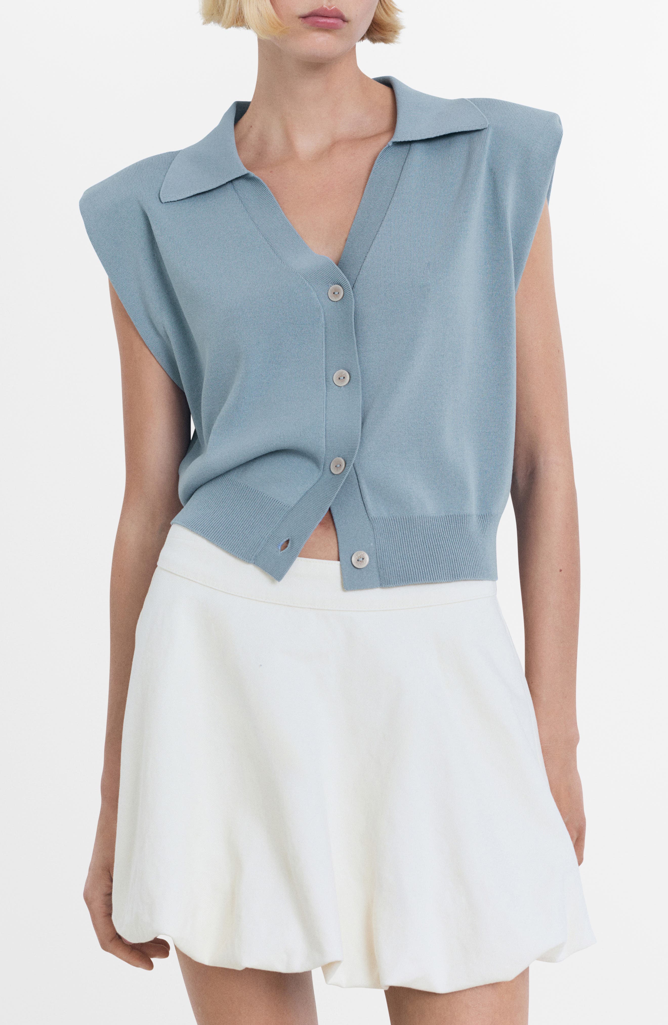 Padded Shoulder Sweater Vest - image 1