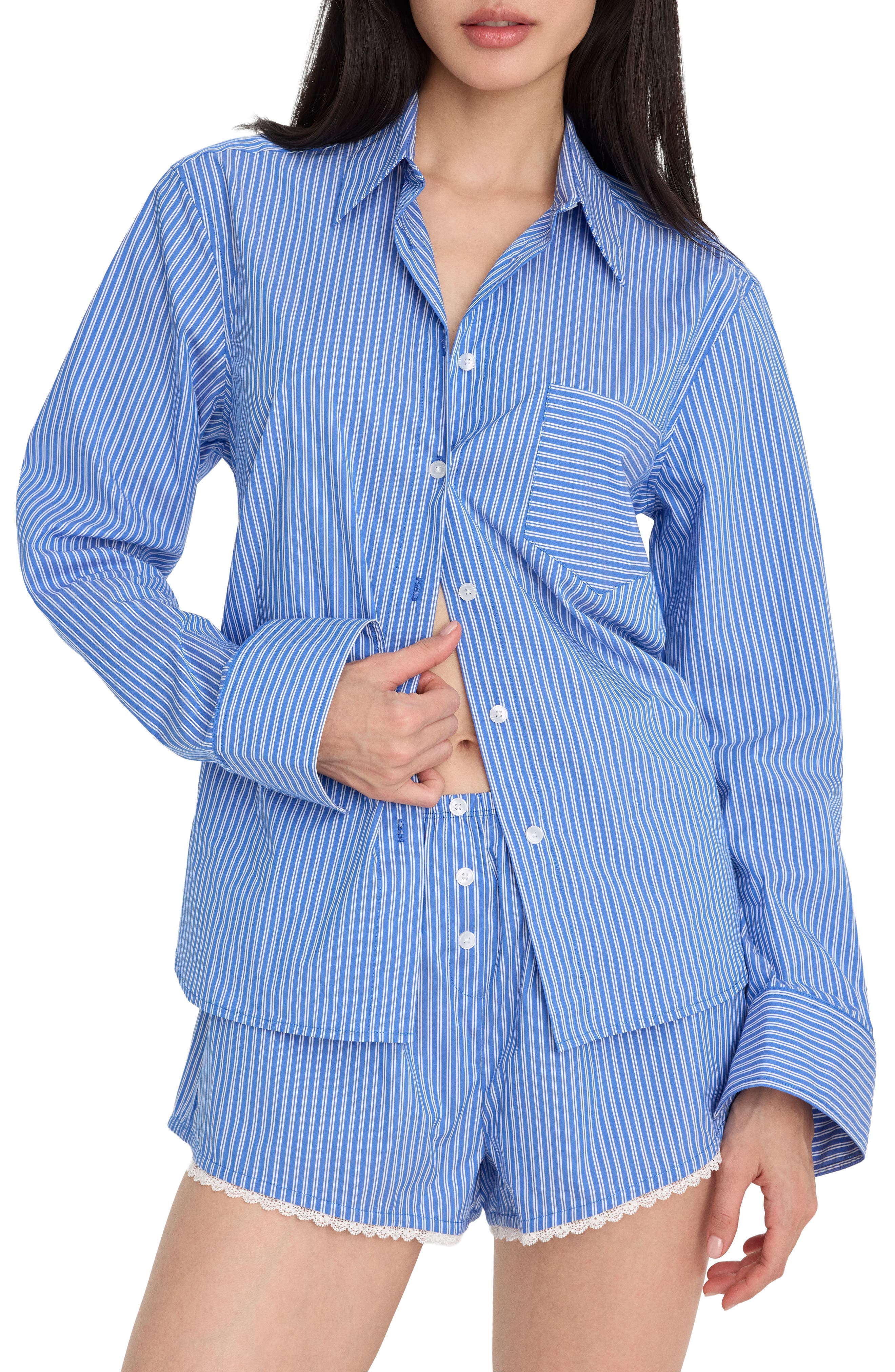 Classic Boxy Poplin Button-Up Shirt - image 1