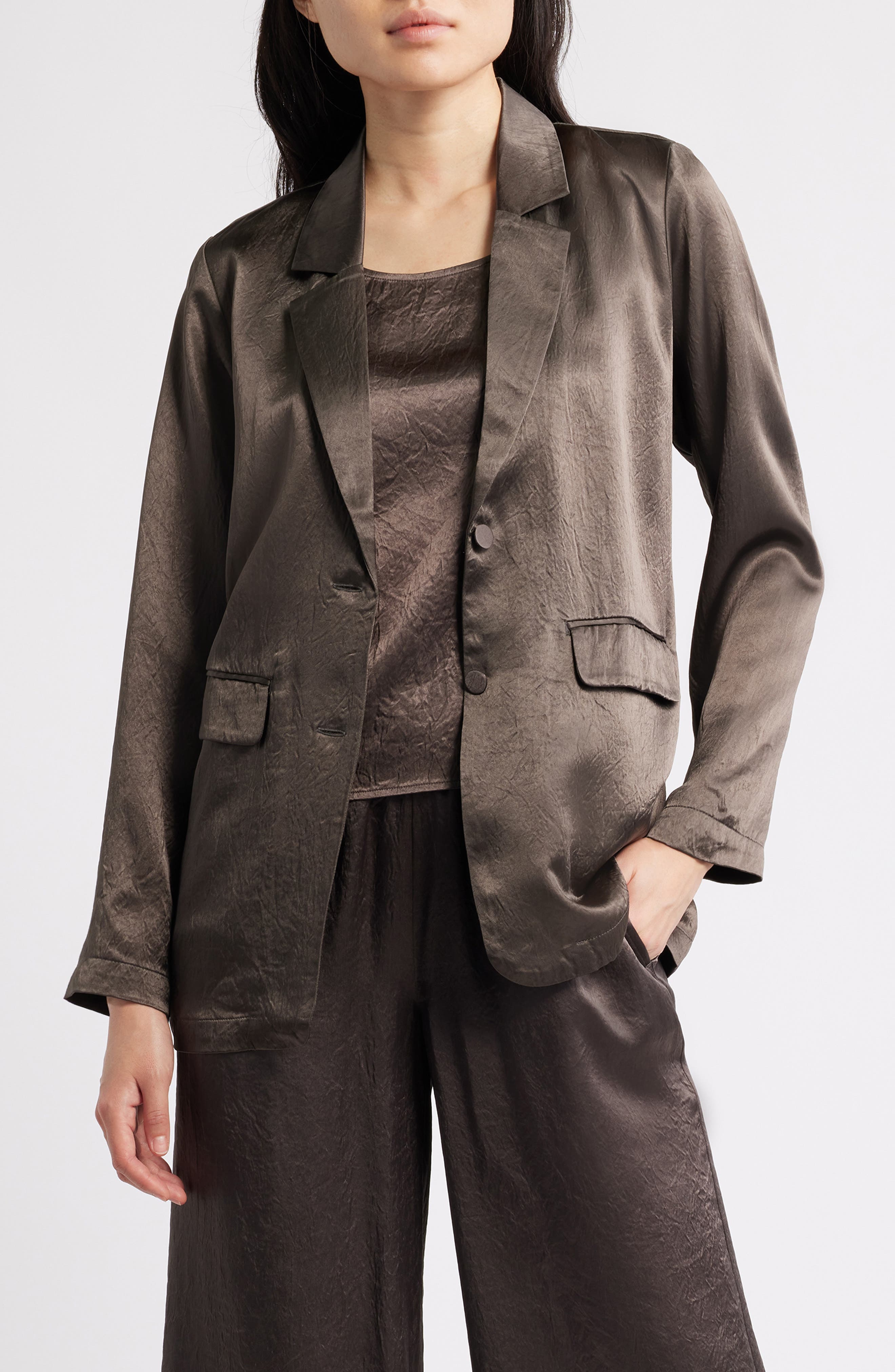 Crinkled Satin Blazer - image 1