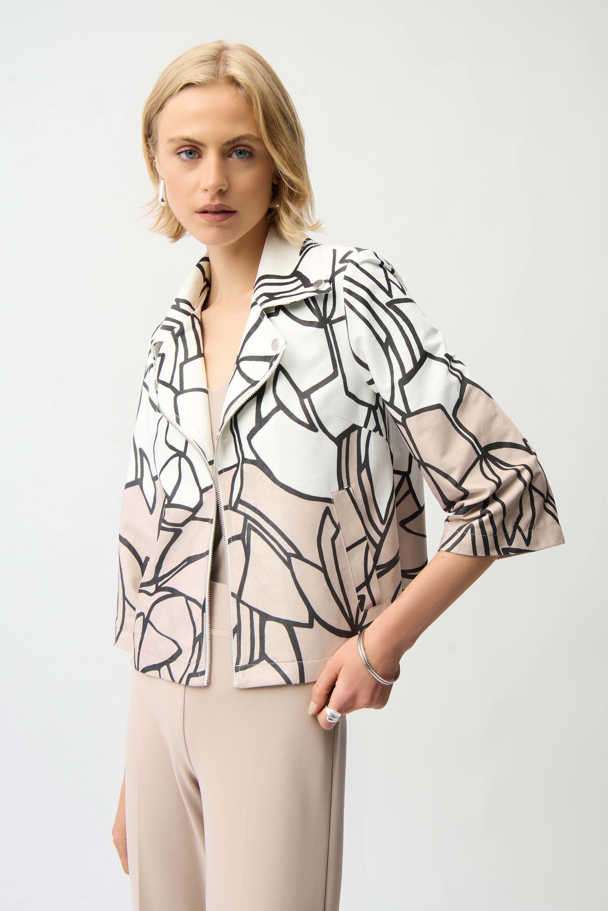Faux Suede Abstract Print Swing Jacket - image 2