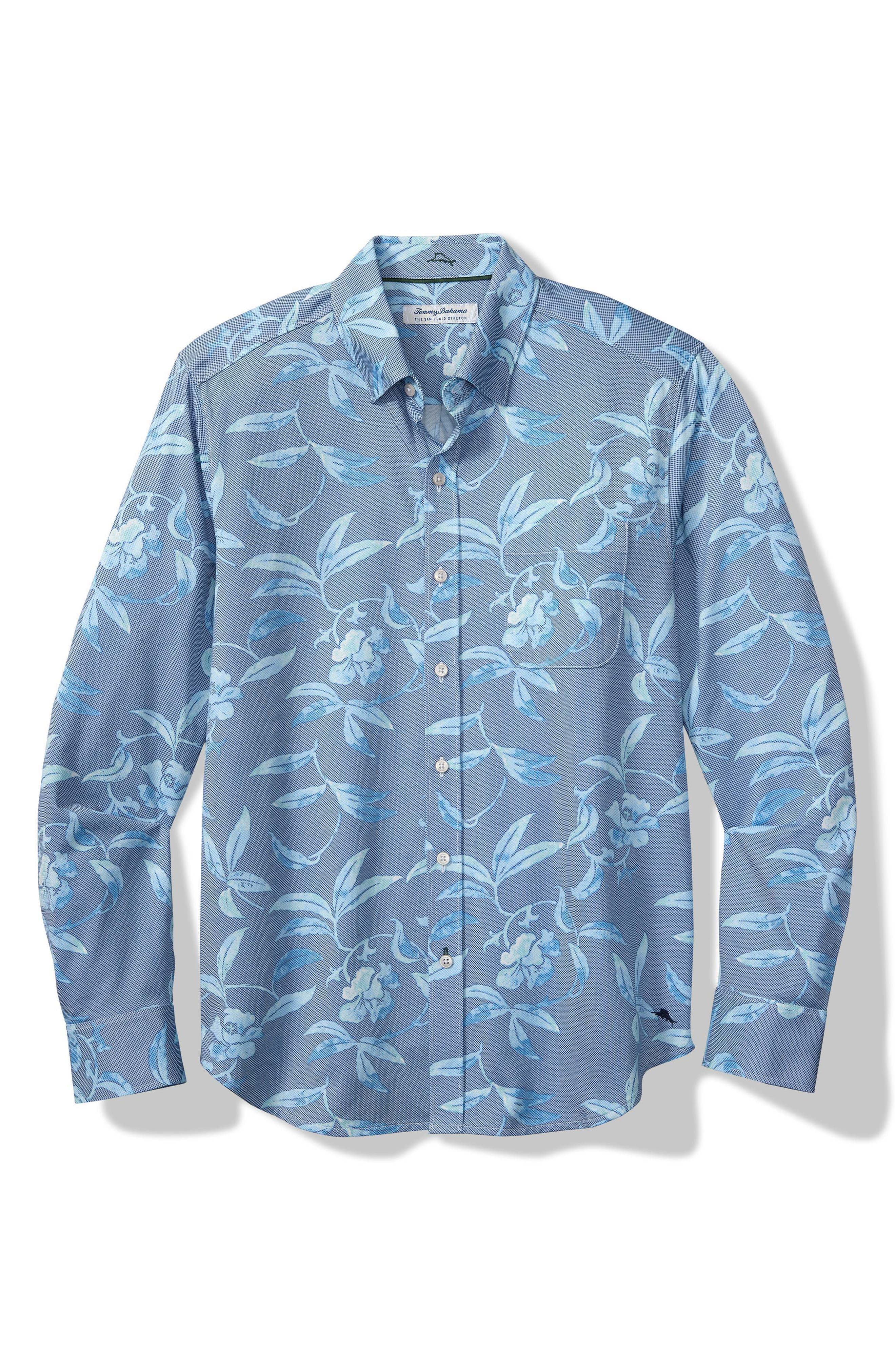 San Lucio Gardenia Floral IslandZone Cotton Blend Button-Up Shirt - image 1