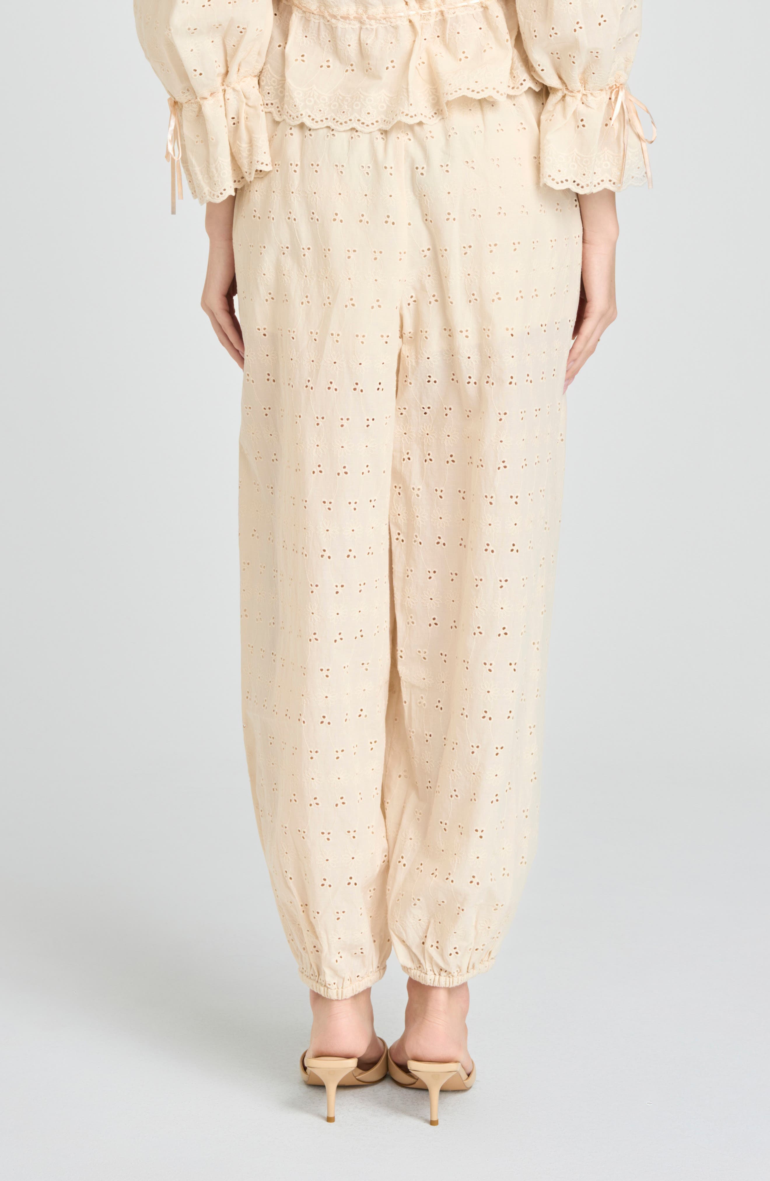 Jasmine Eyelet Embroidered Cotton Balloon Pants - image 2