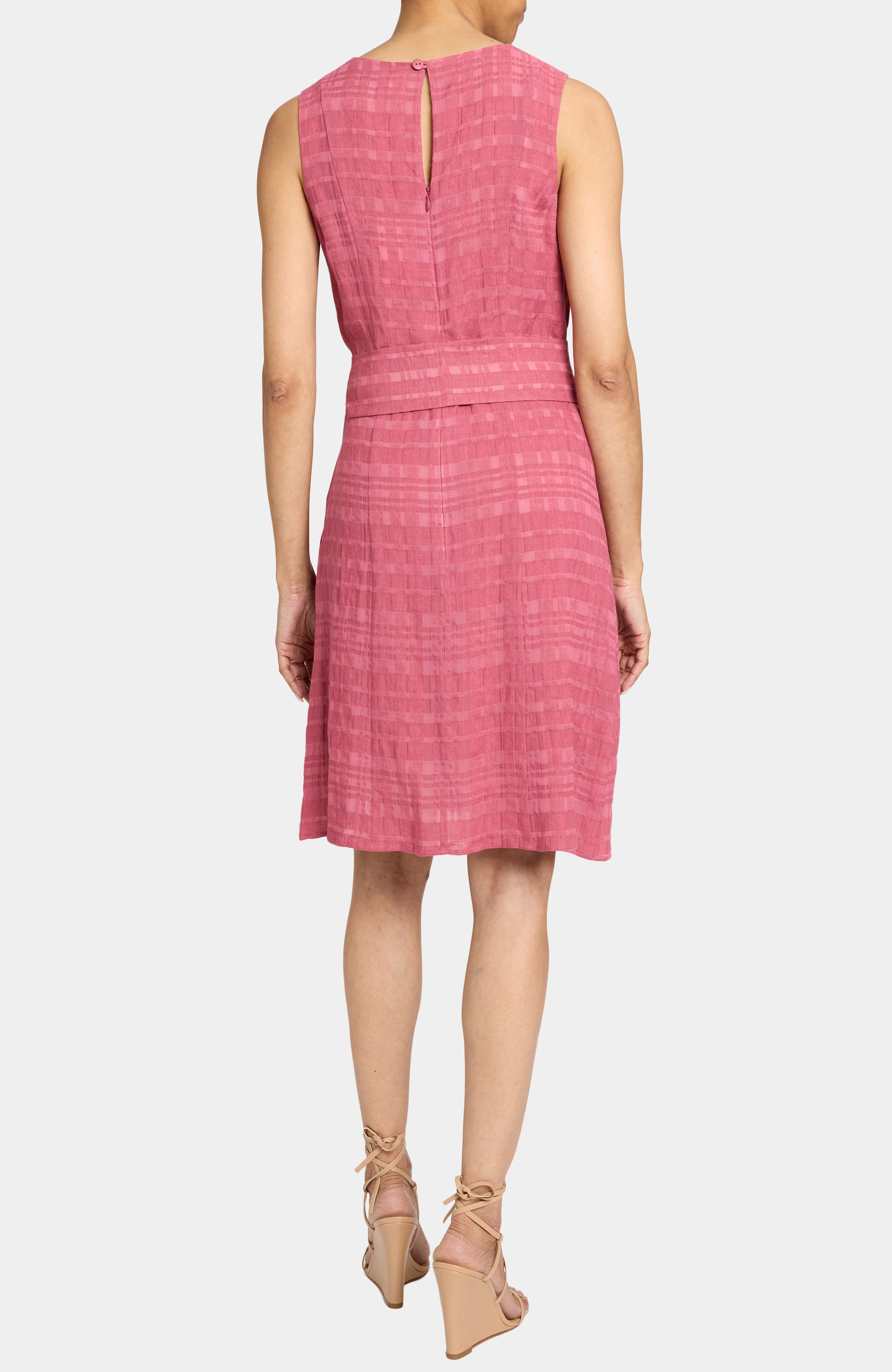Nadia Sleeveless A-Line Short Dress in Laser Cut Linen - image 2