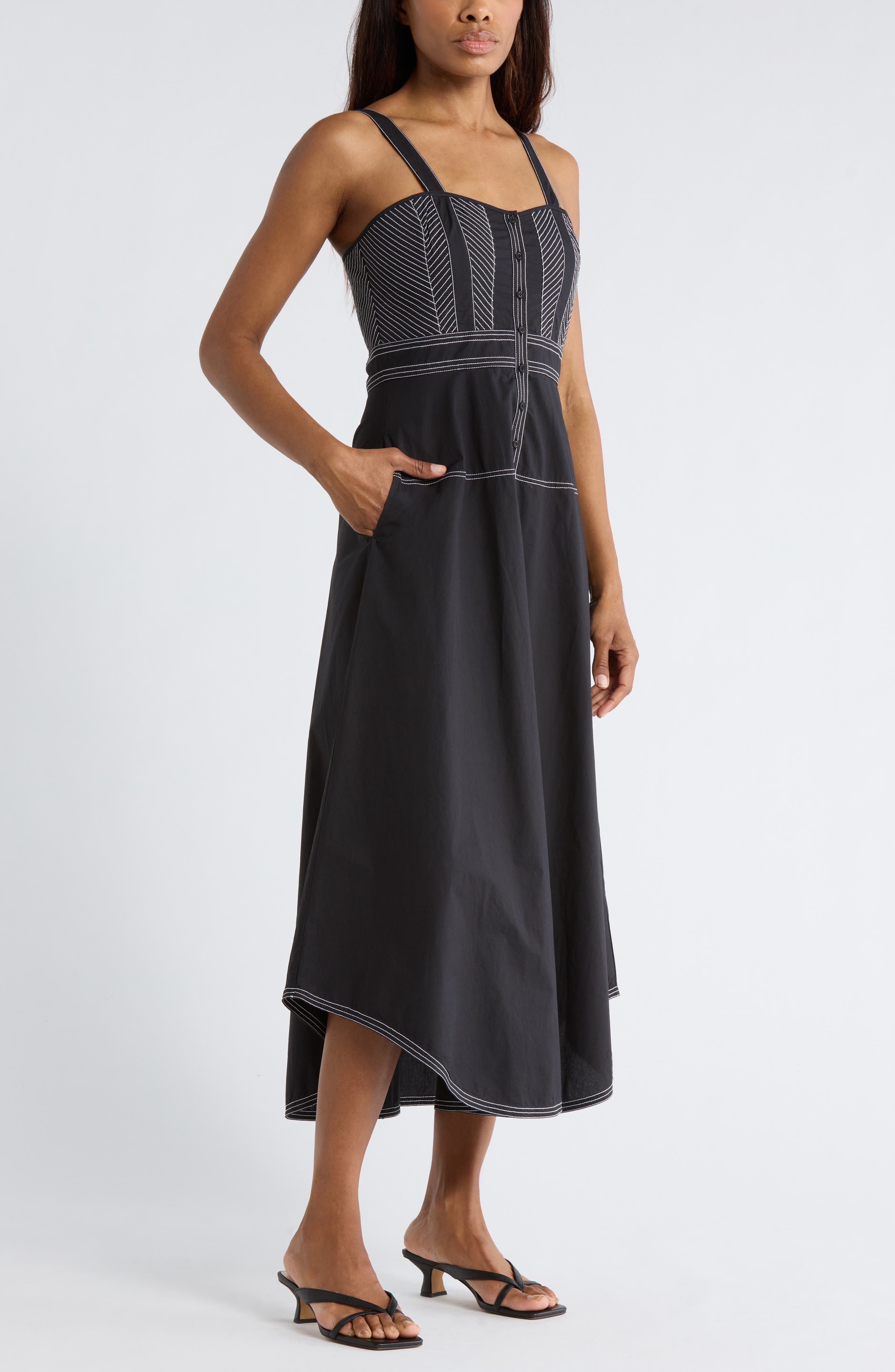 Devi Topstitch Midi Dress - image 1