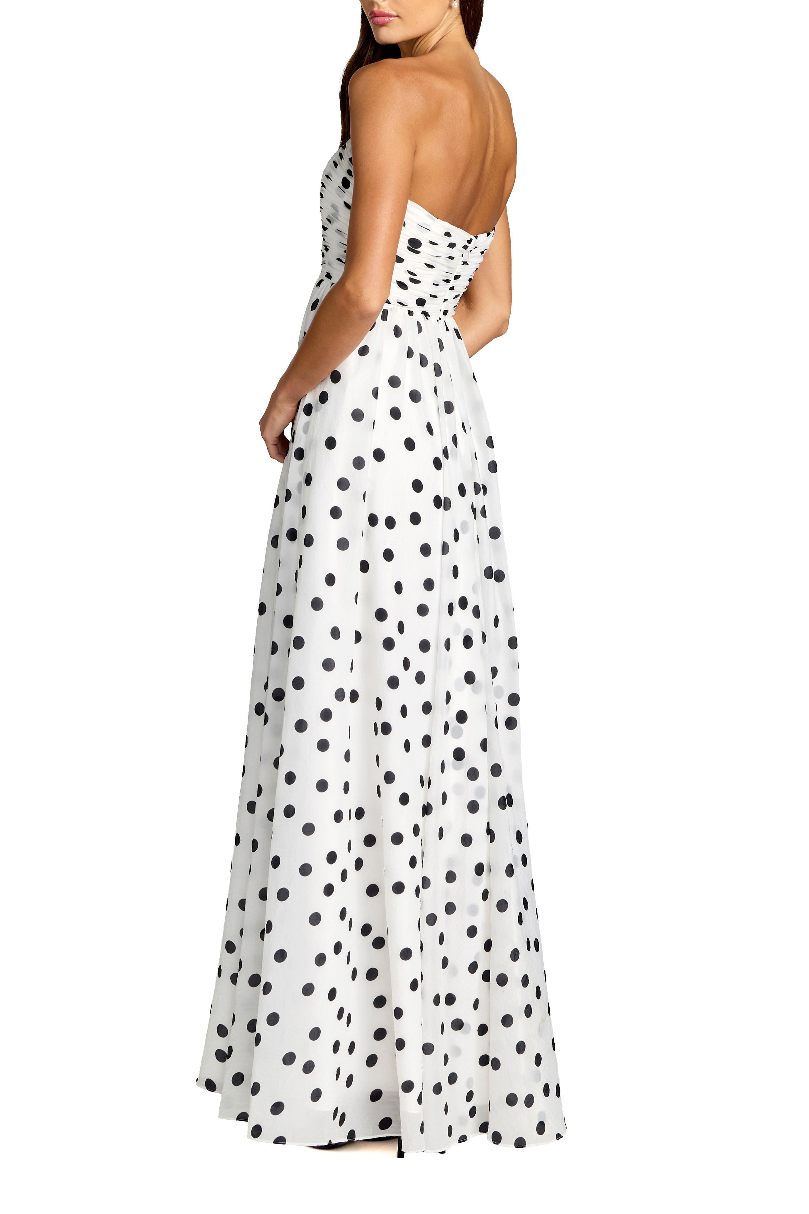 Polka Dot Strapless Viscose Gown With Slit - image 2