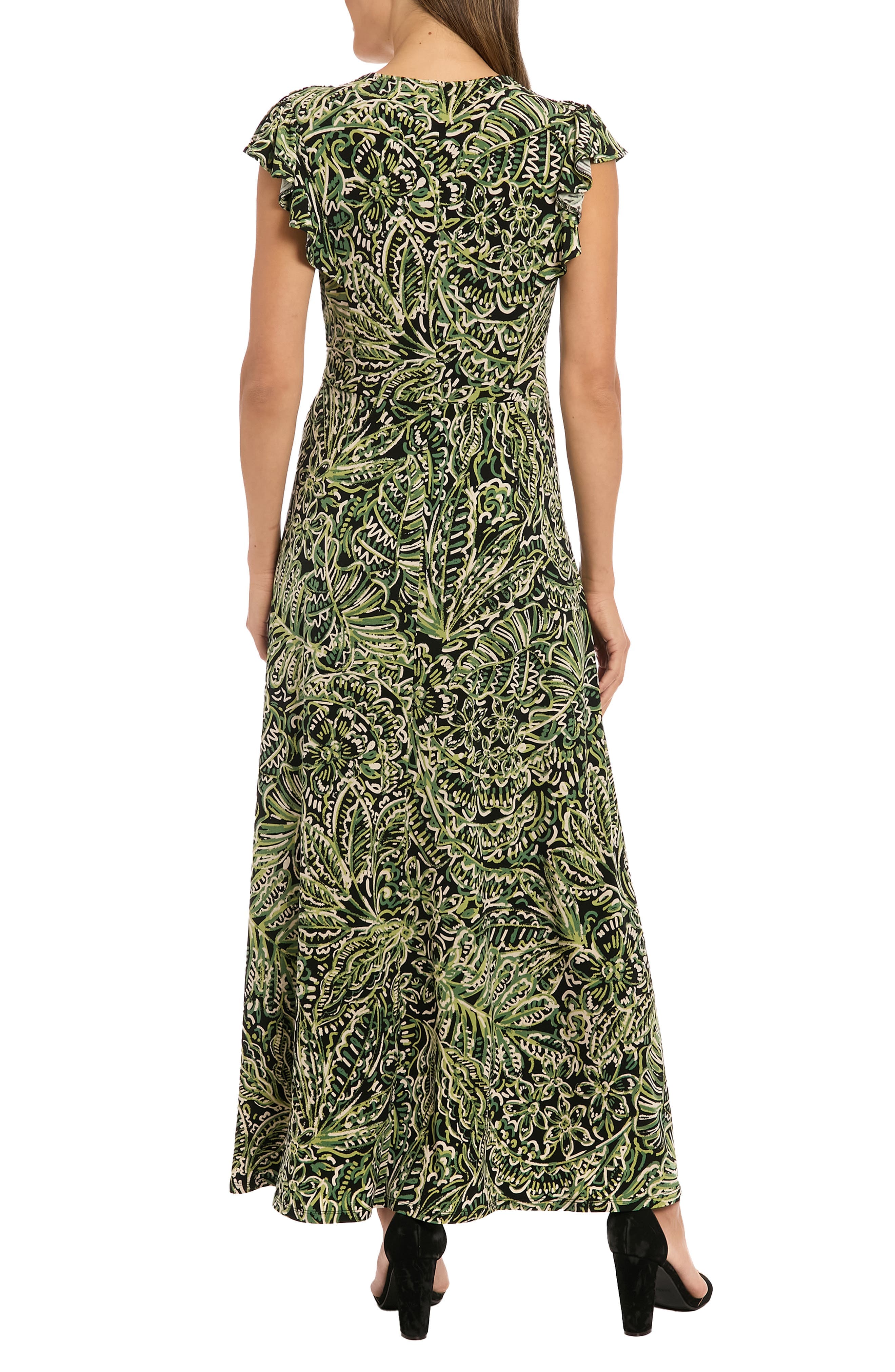 V-Neck Flutter Sleeve Maxi Dress - image 2