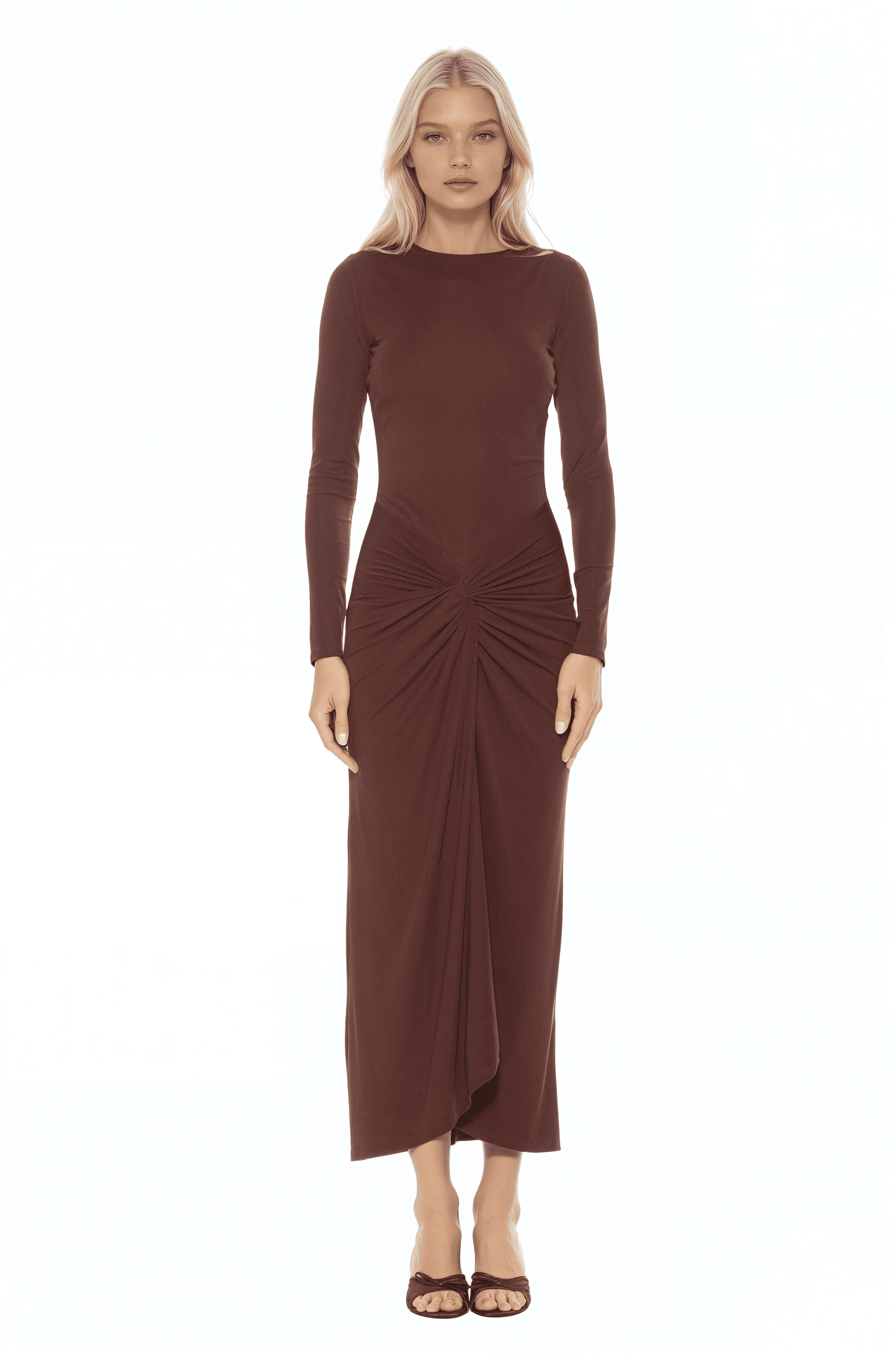 Revel Long Sleeve Draped Skirt Maxi Dress - image 3