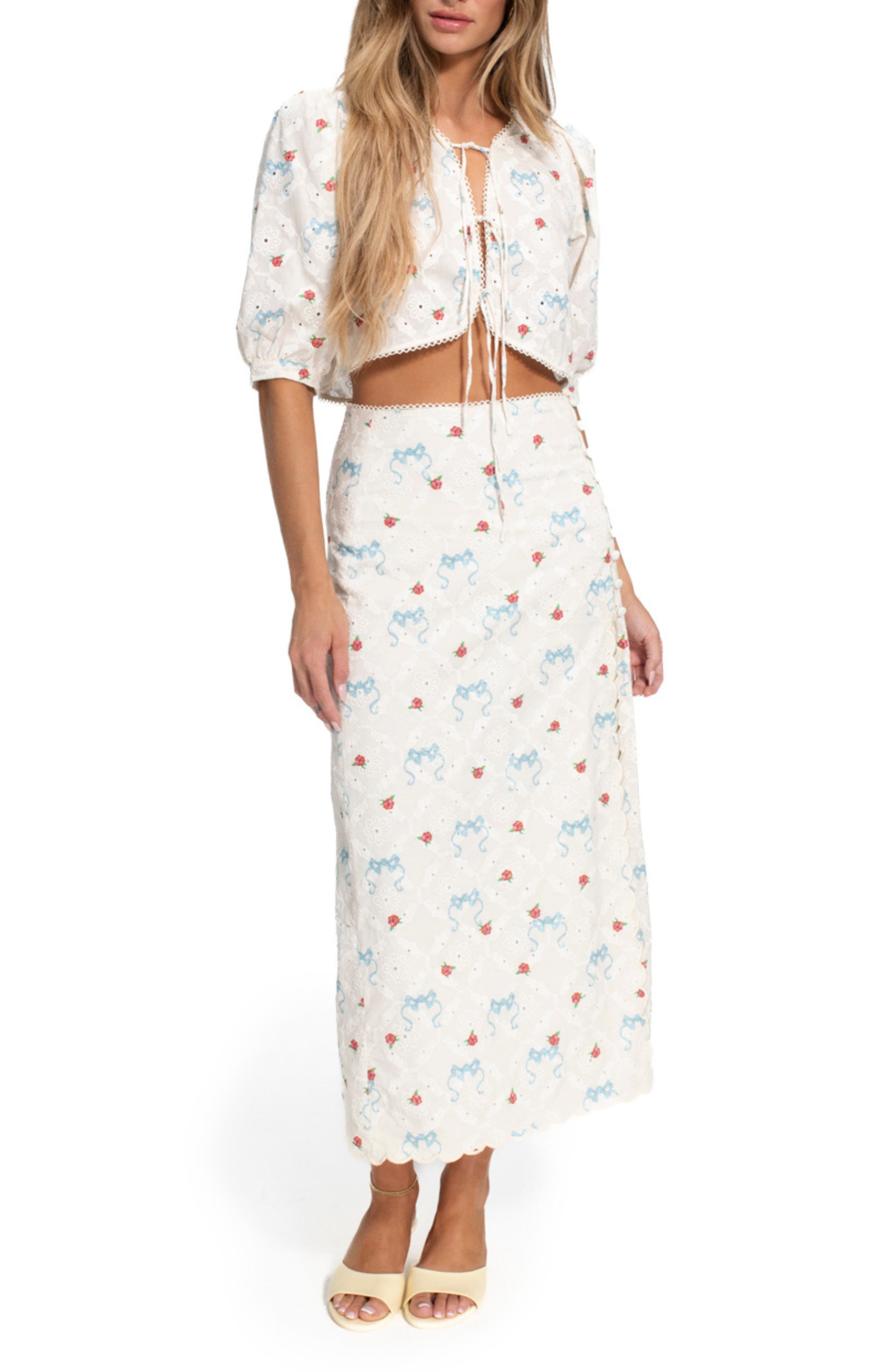 Cherish Salen Tie Front Crop Top - image 1