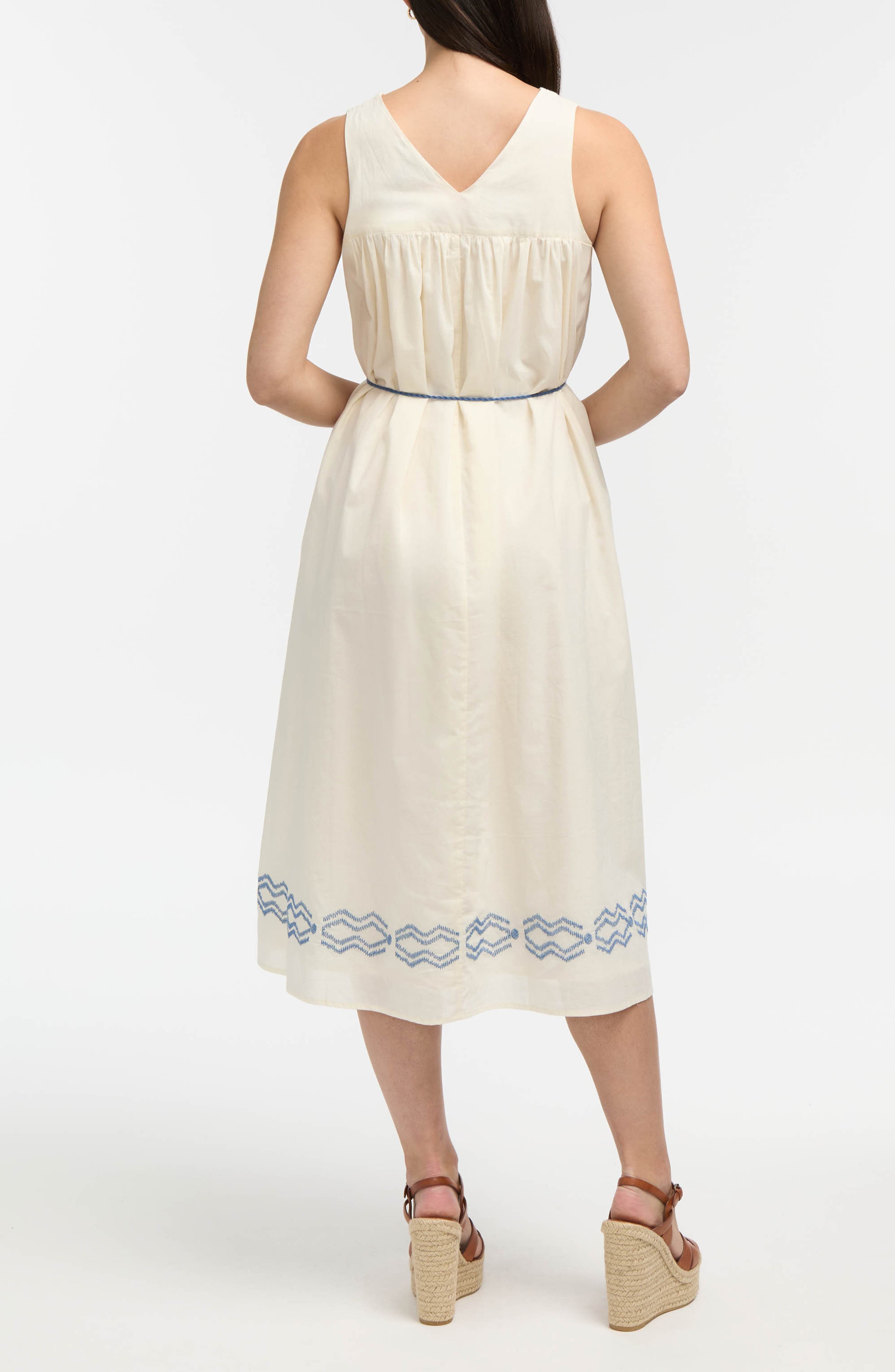 Crochet Trim Embroidered Midi Dress - image 2