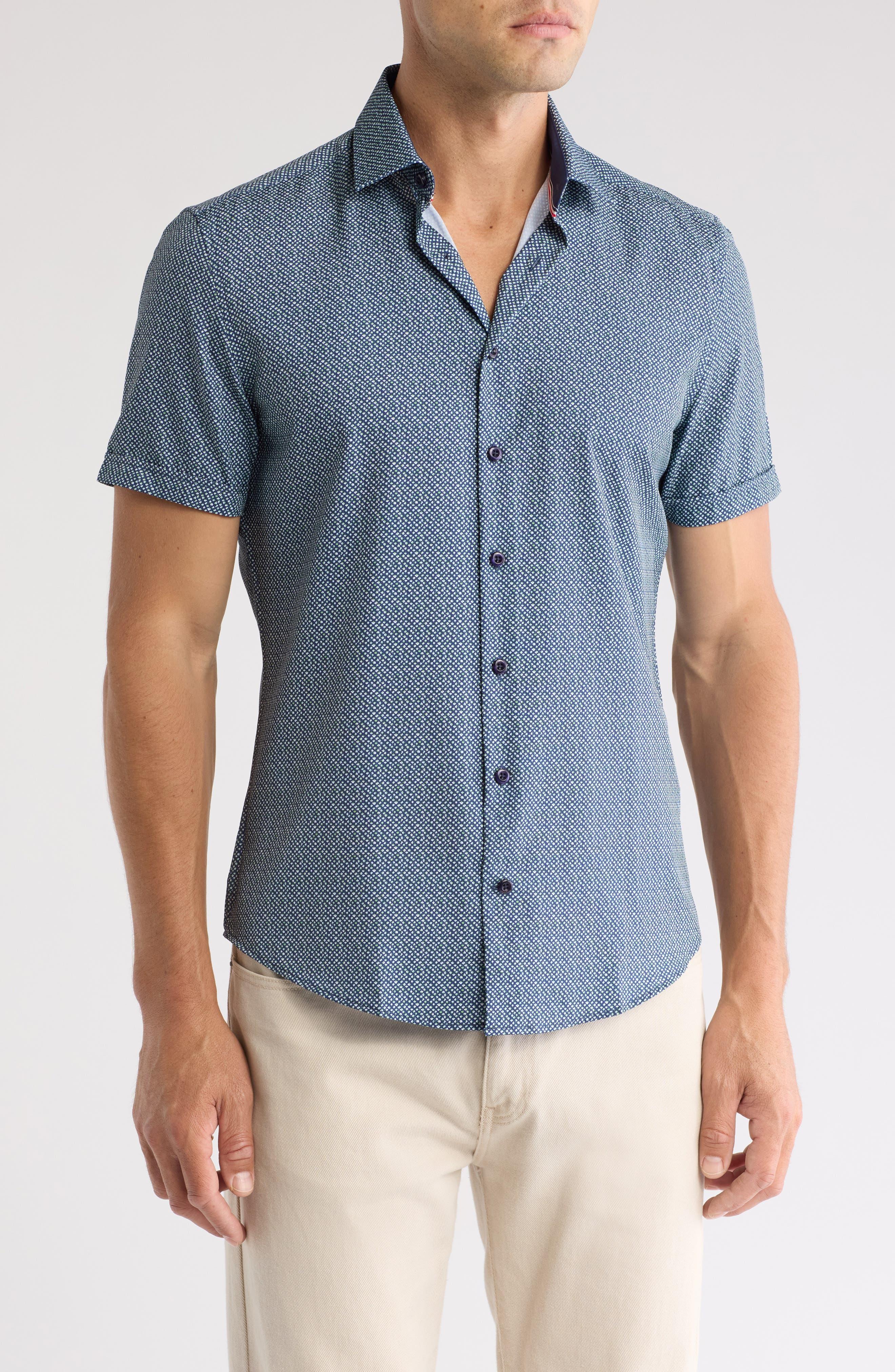 Microfiber Short Sleeve Button-Up Shirt - image 1
