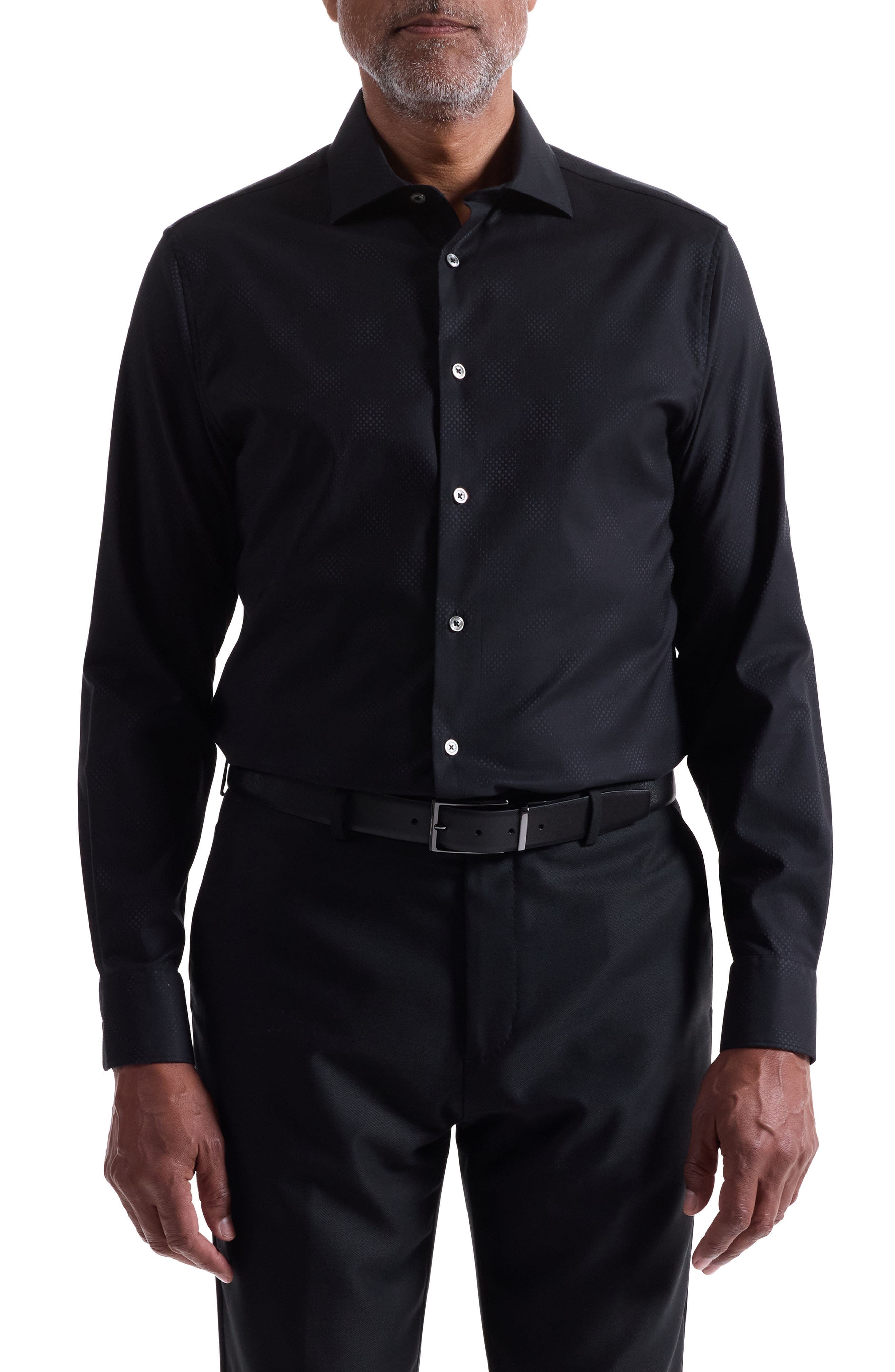 Axel Shaped Fit Jacquard Button-Up Shirt - image 1