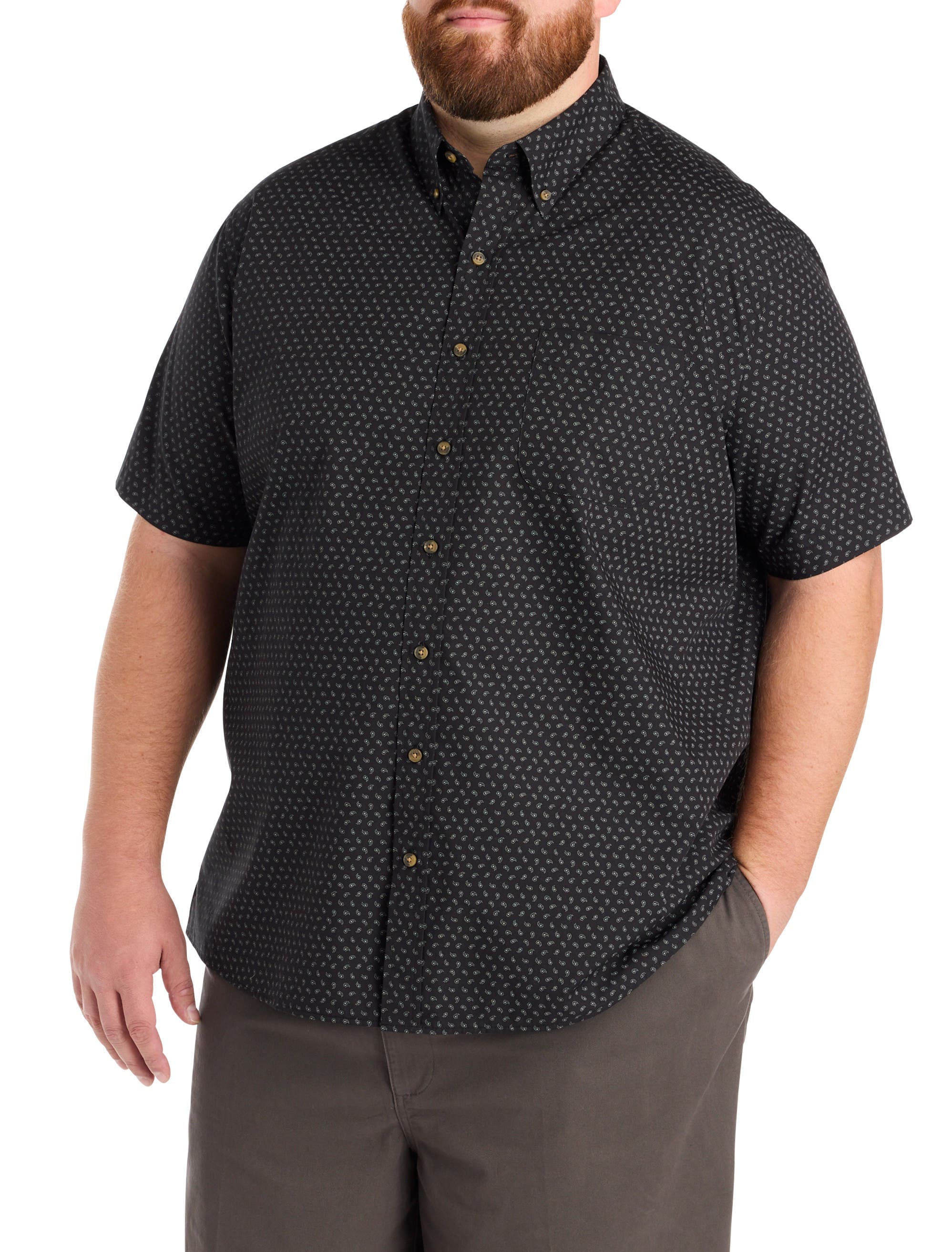 Big & Tall Easy-Care Paisley Print Sport Shirt - image 1