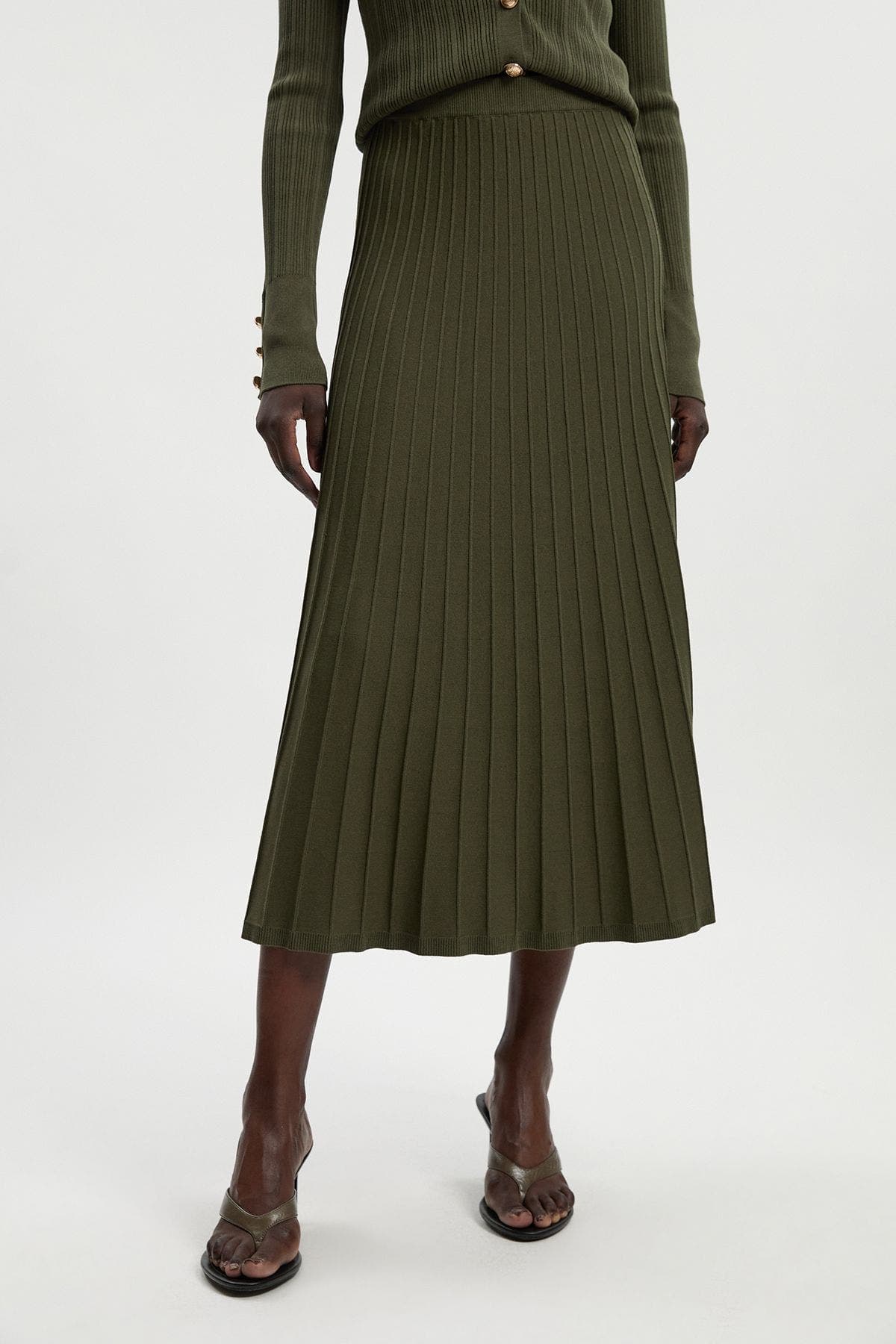 Textured Knit Full Midi Skirt - image 1