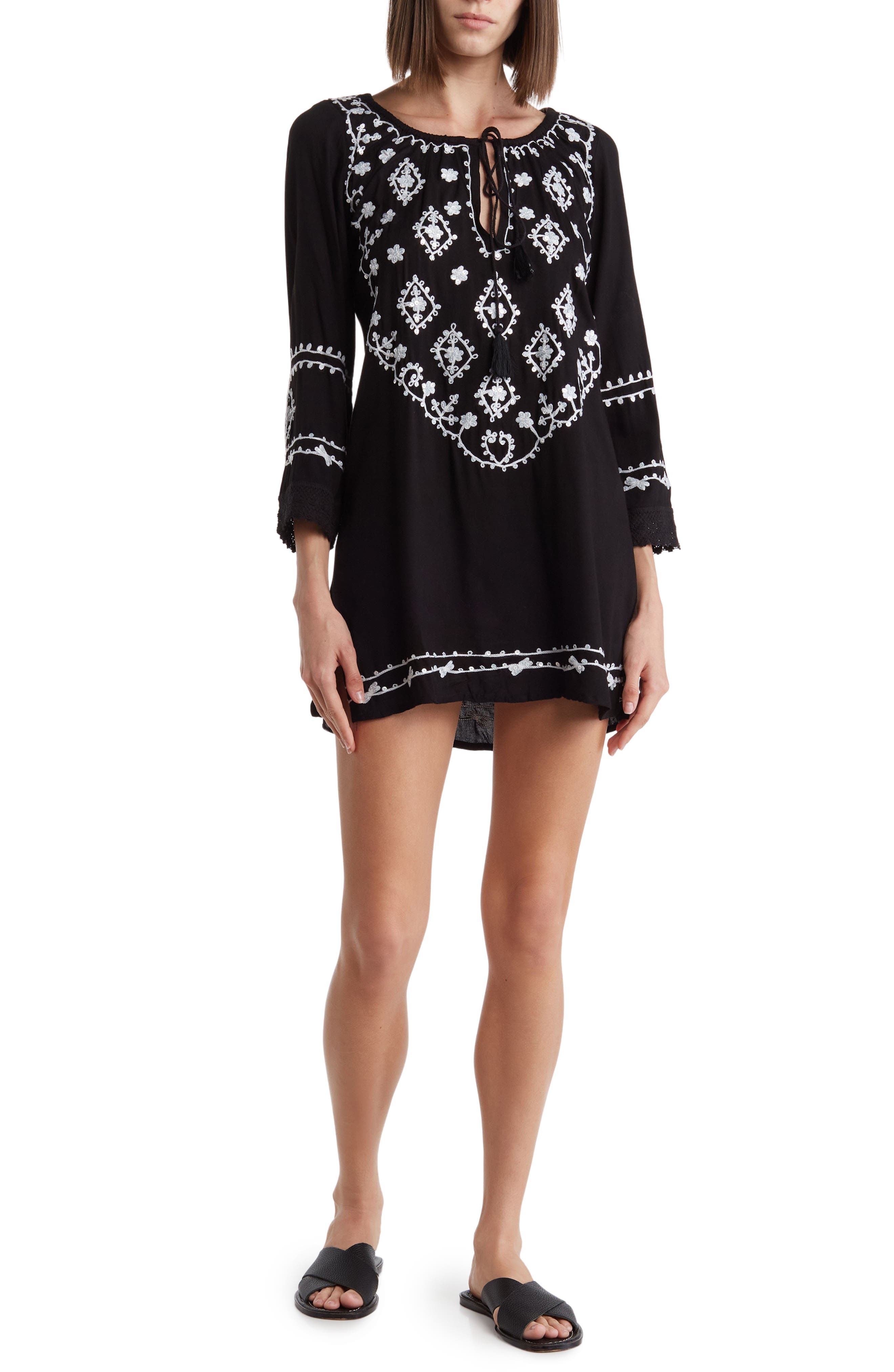 Embroidered Sequin Cover-Up Tunic - image 1