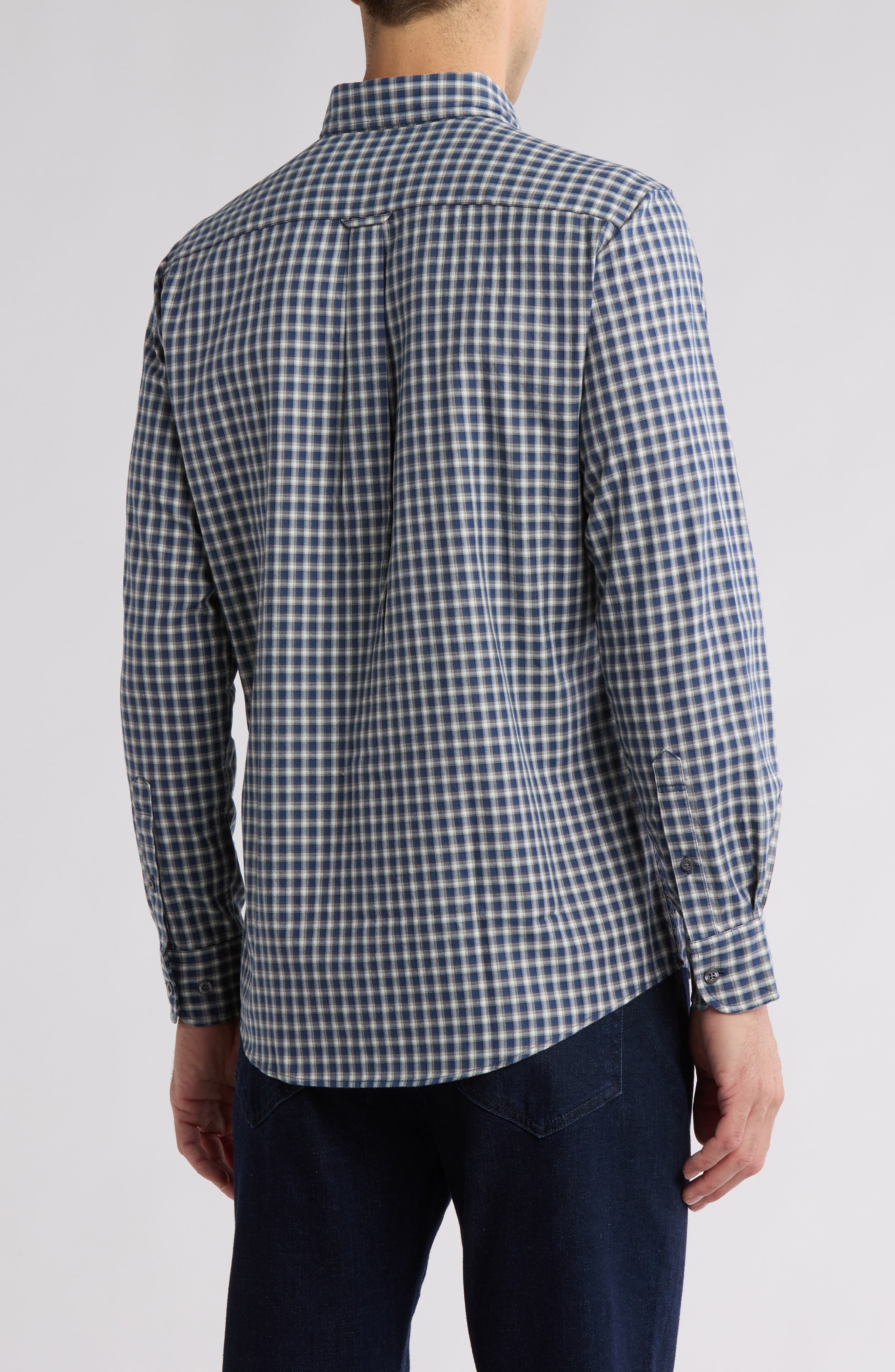 Signal Hill Grid Trim Fit Cotton Button-Up Shirt - image 4