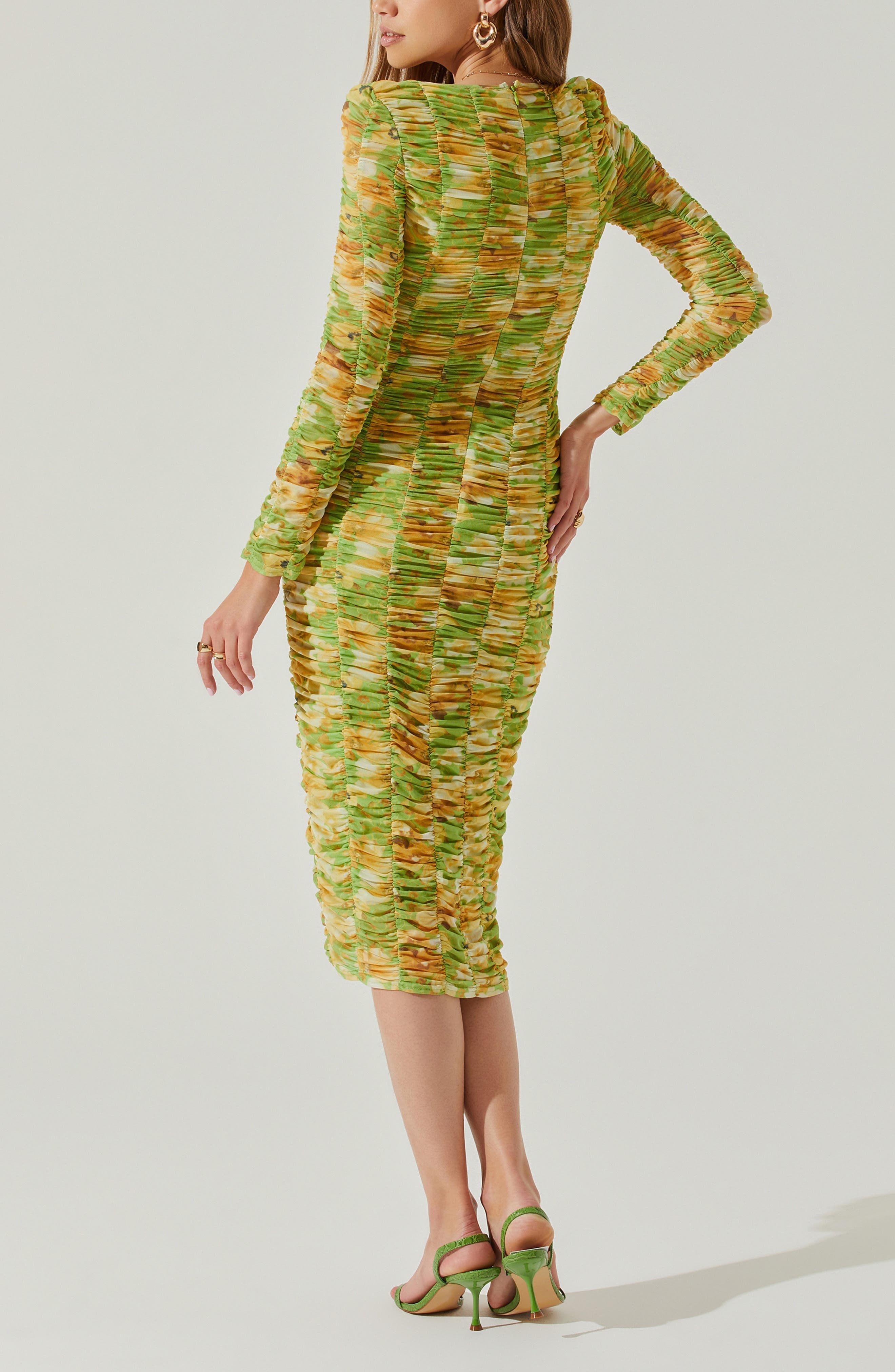 Yelina Floral Long Sleeve Ruched Dress - image 2