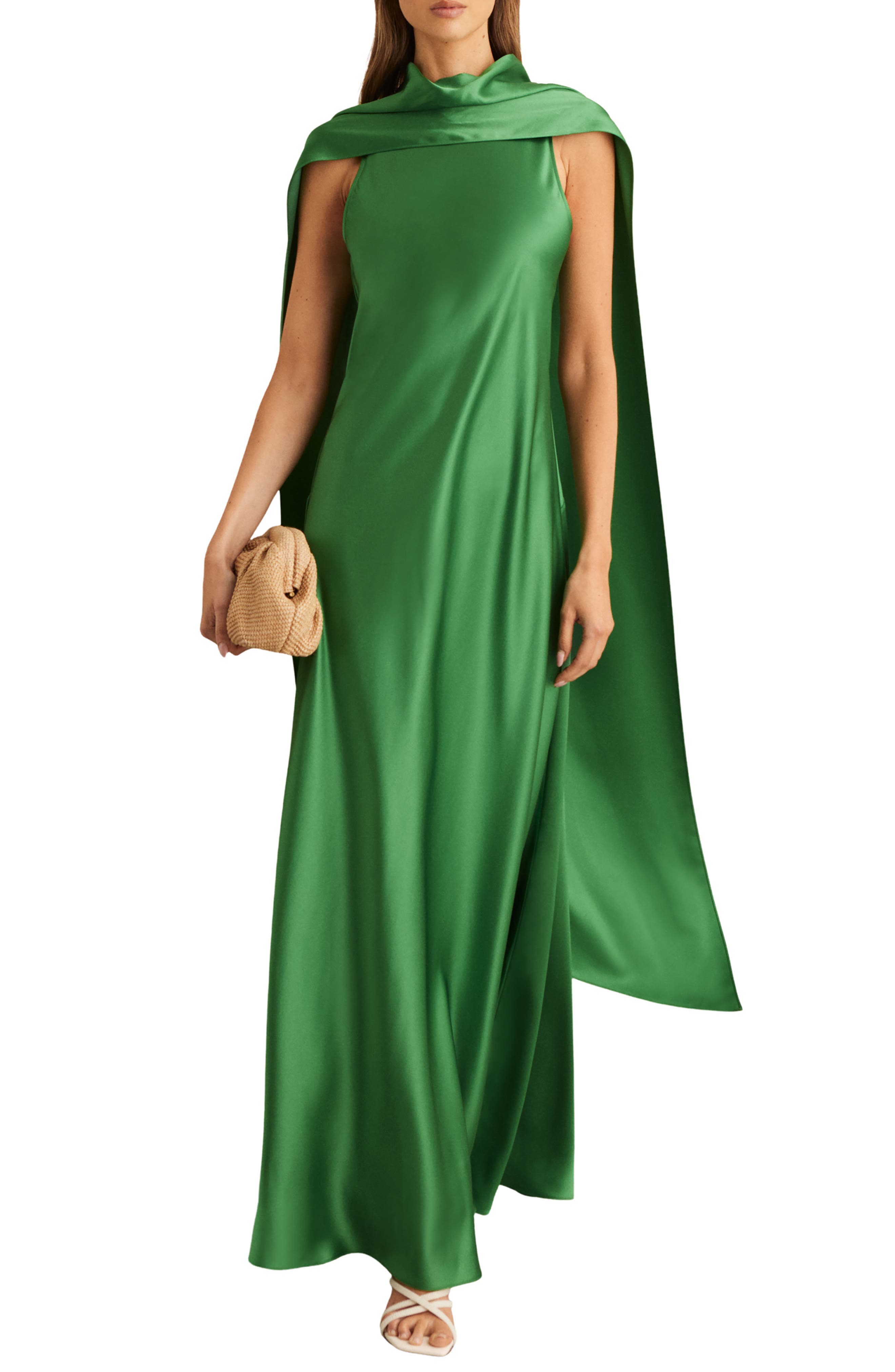 Fae Scarf Detail Satin Gown - image 1