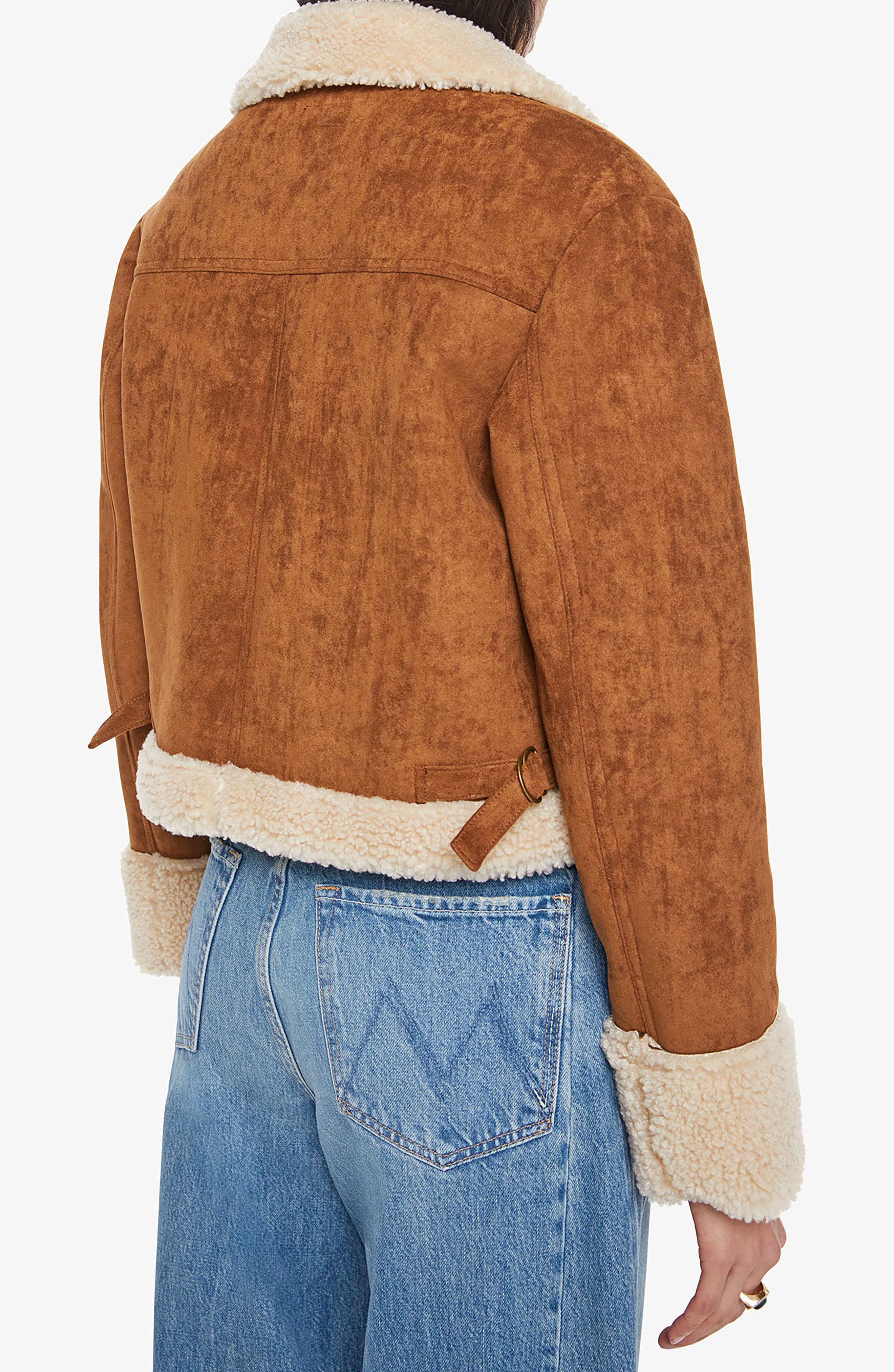 The On Thin Ice Faux Suede Faux Shearling Trim Jacket - image 2