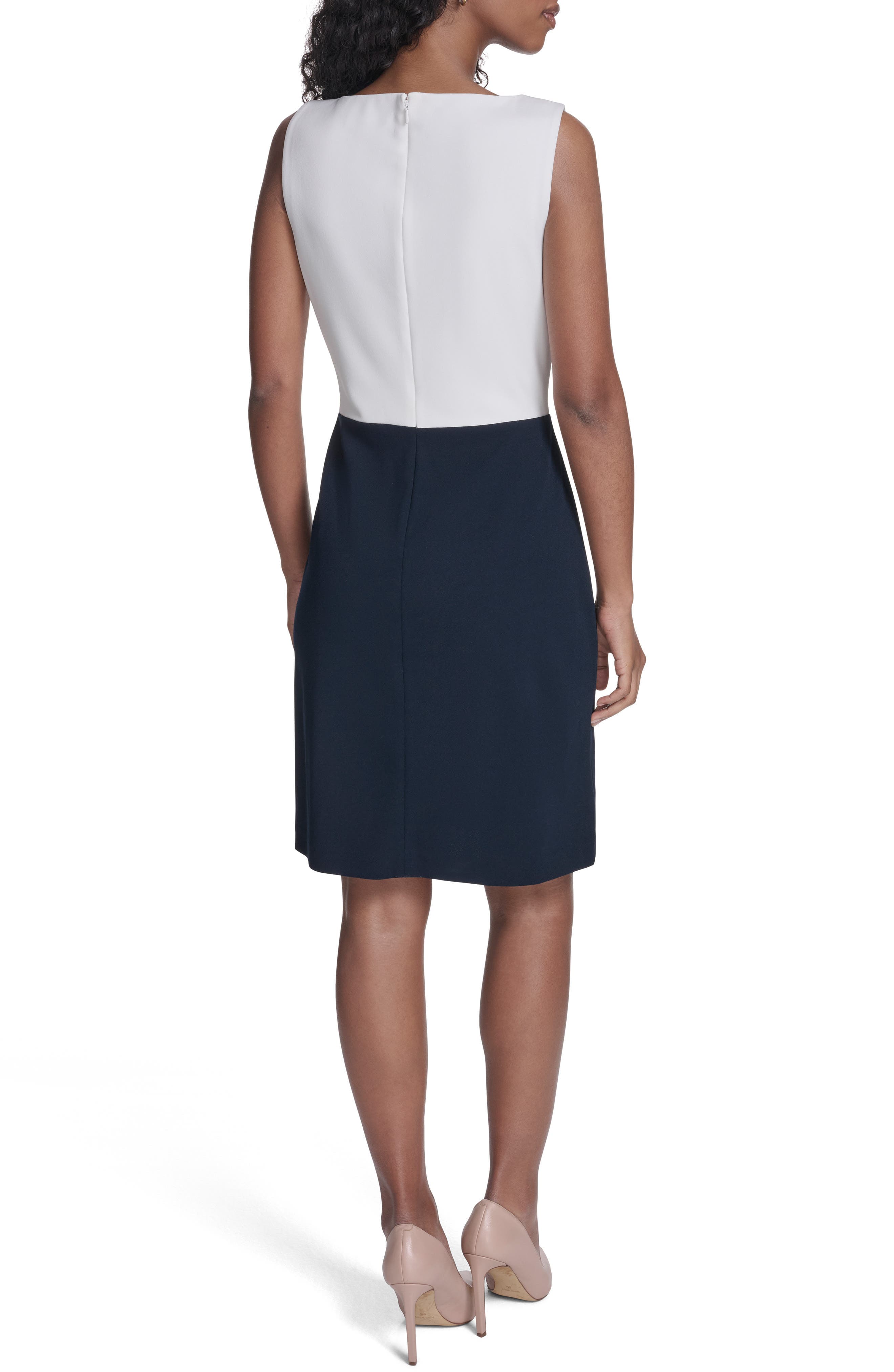 Colorblock Sleeveless Crepe Sheath Dress - image 4