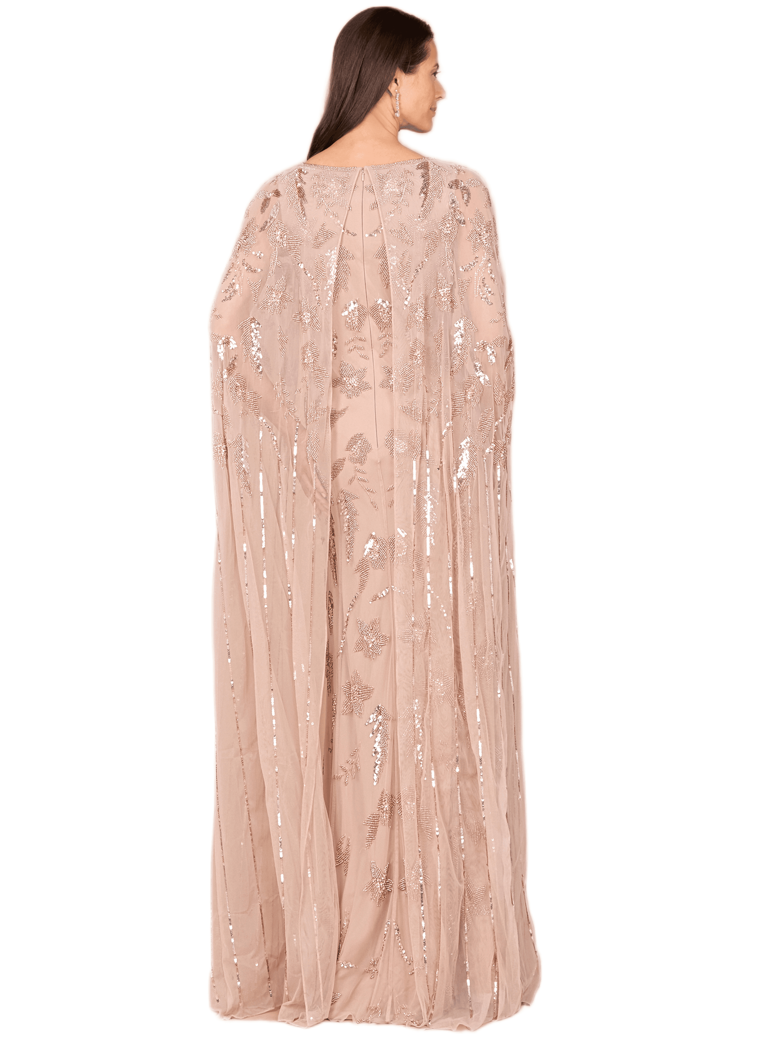 Beaded Sheath Dress with Long Cape - image 2