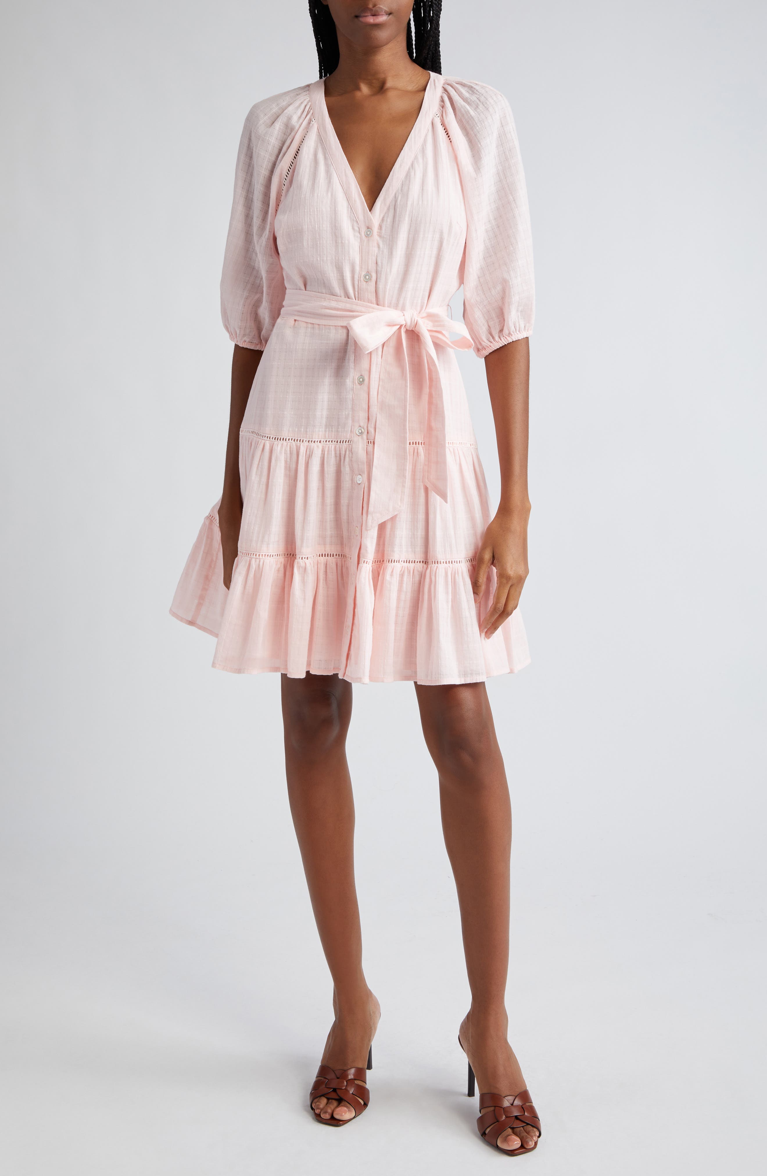 Dewey Tiered Cotton Button-Up Dress - image 1