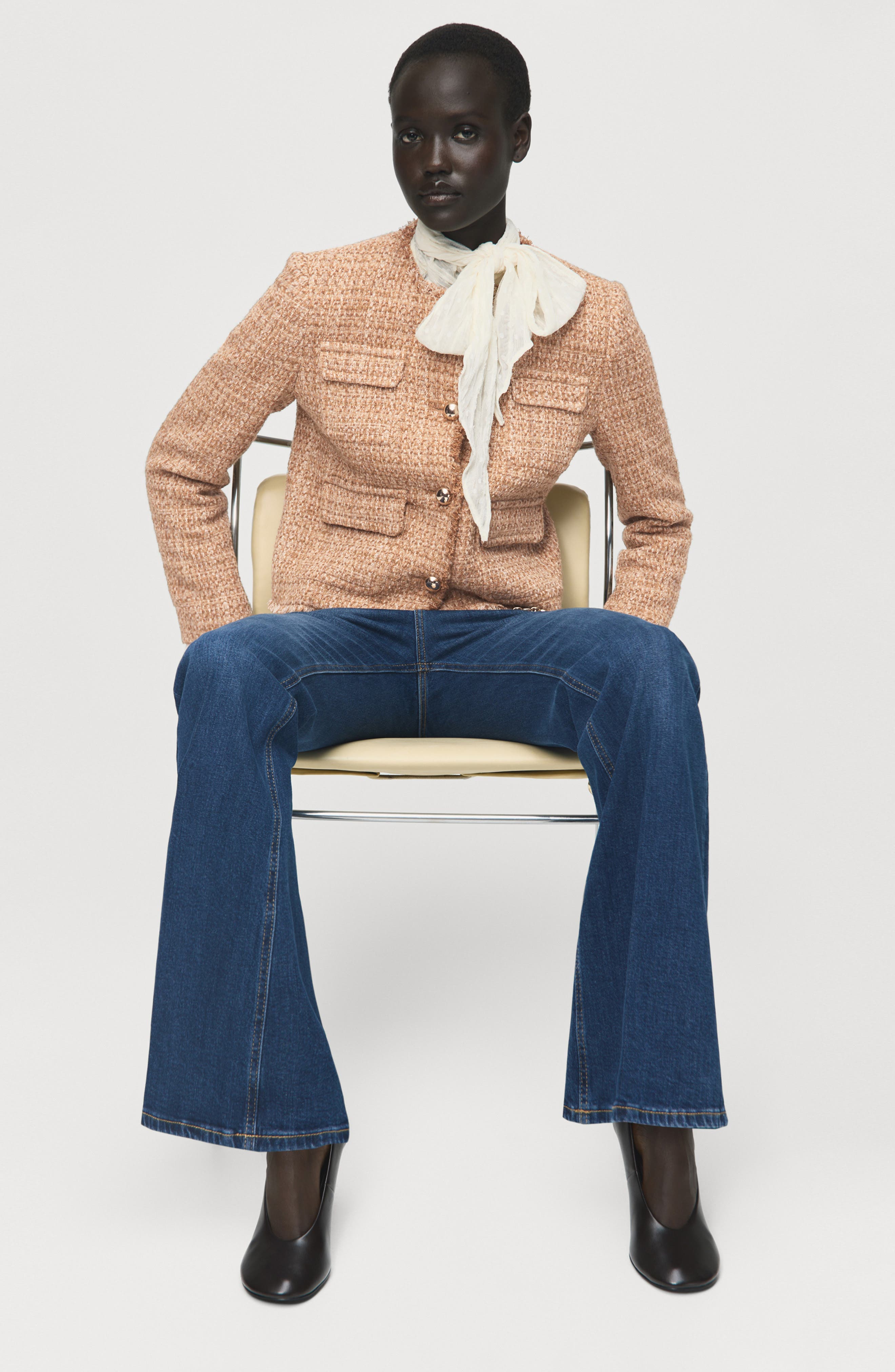 Fray Trim Tweed Crop Jacket - image 2