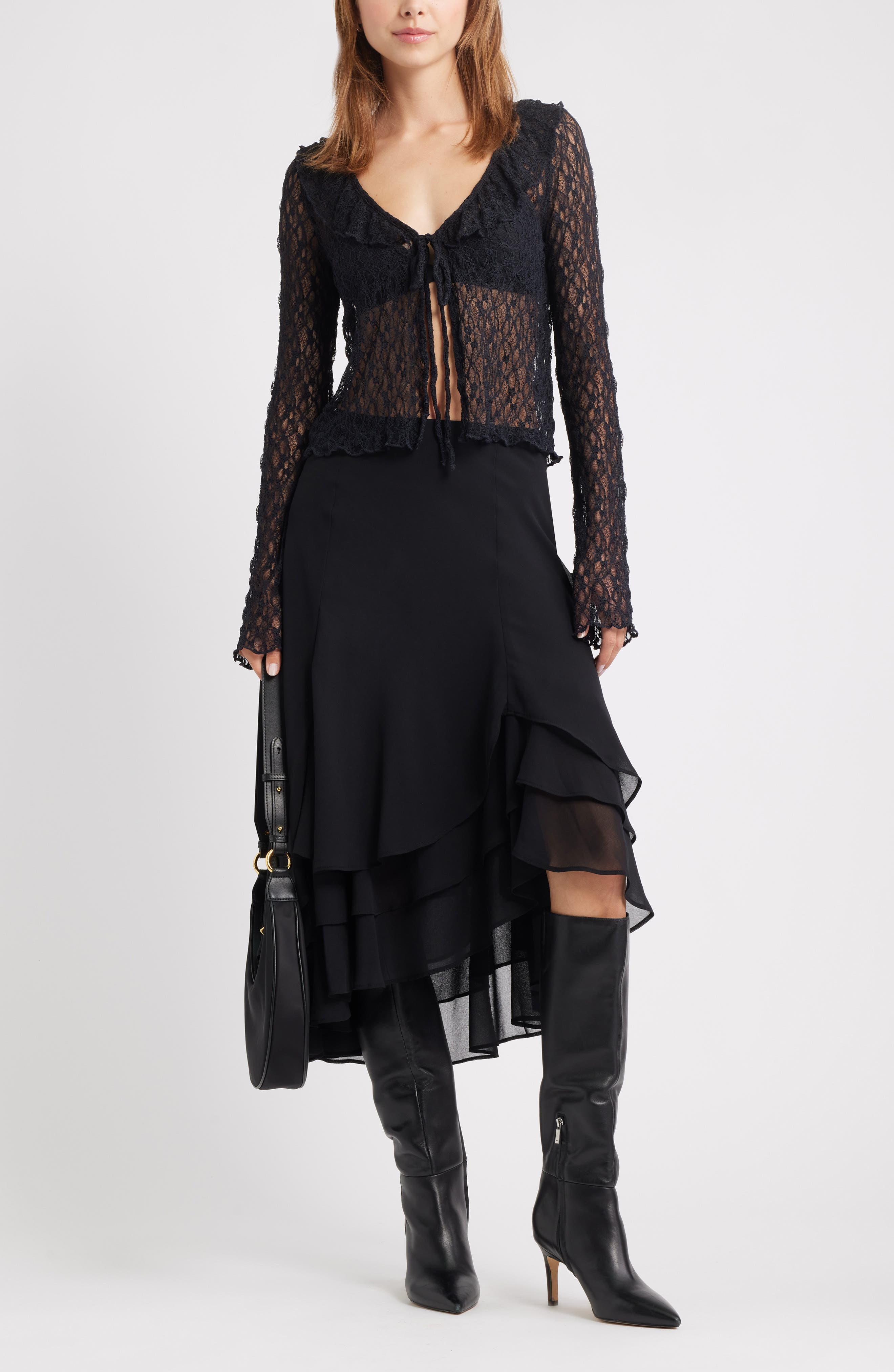 Layered Asymmetric Chiffon Midi Skirt - image 2