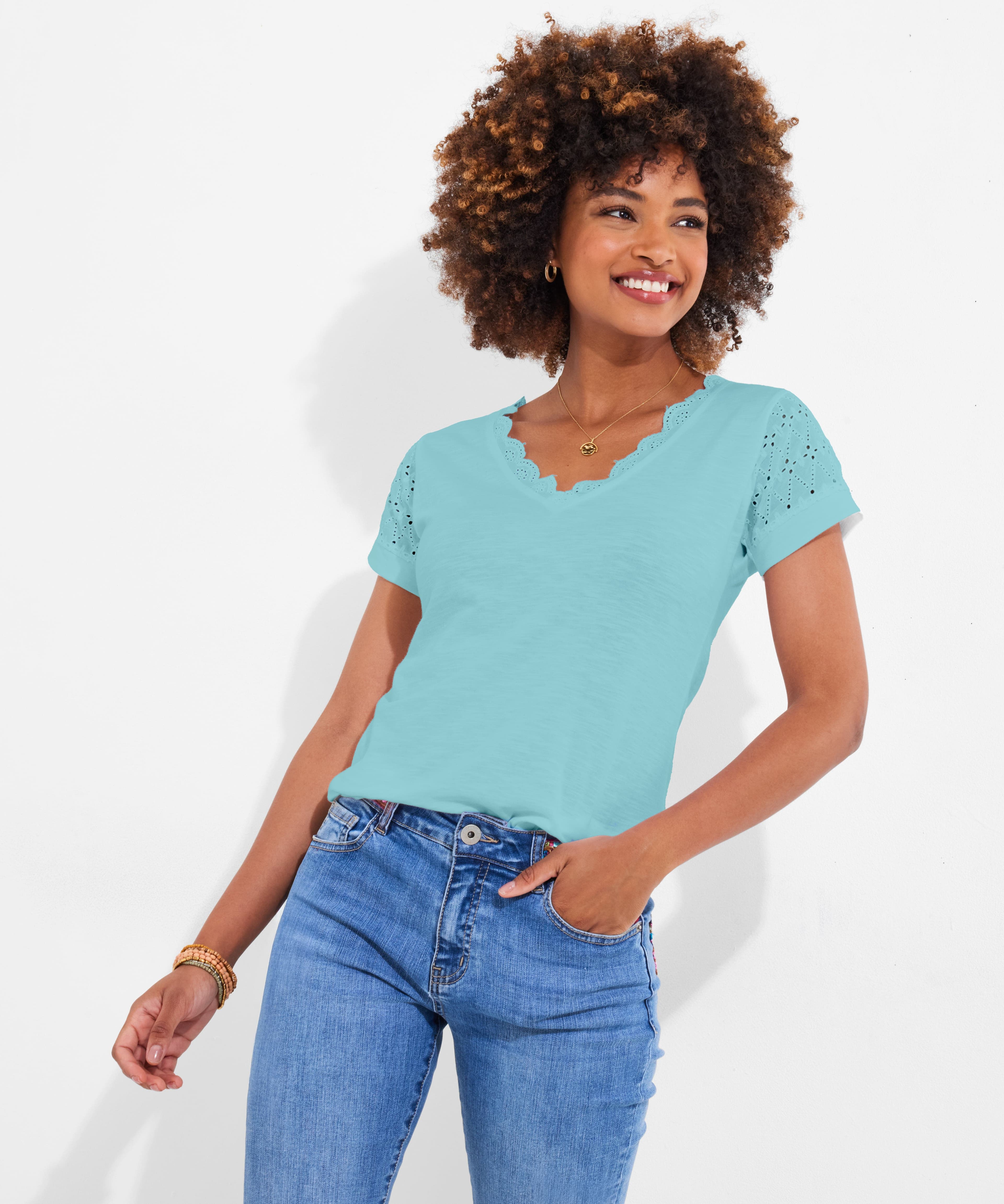 V-Neck Eyelet Tee - image 3
