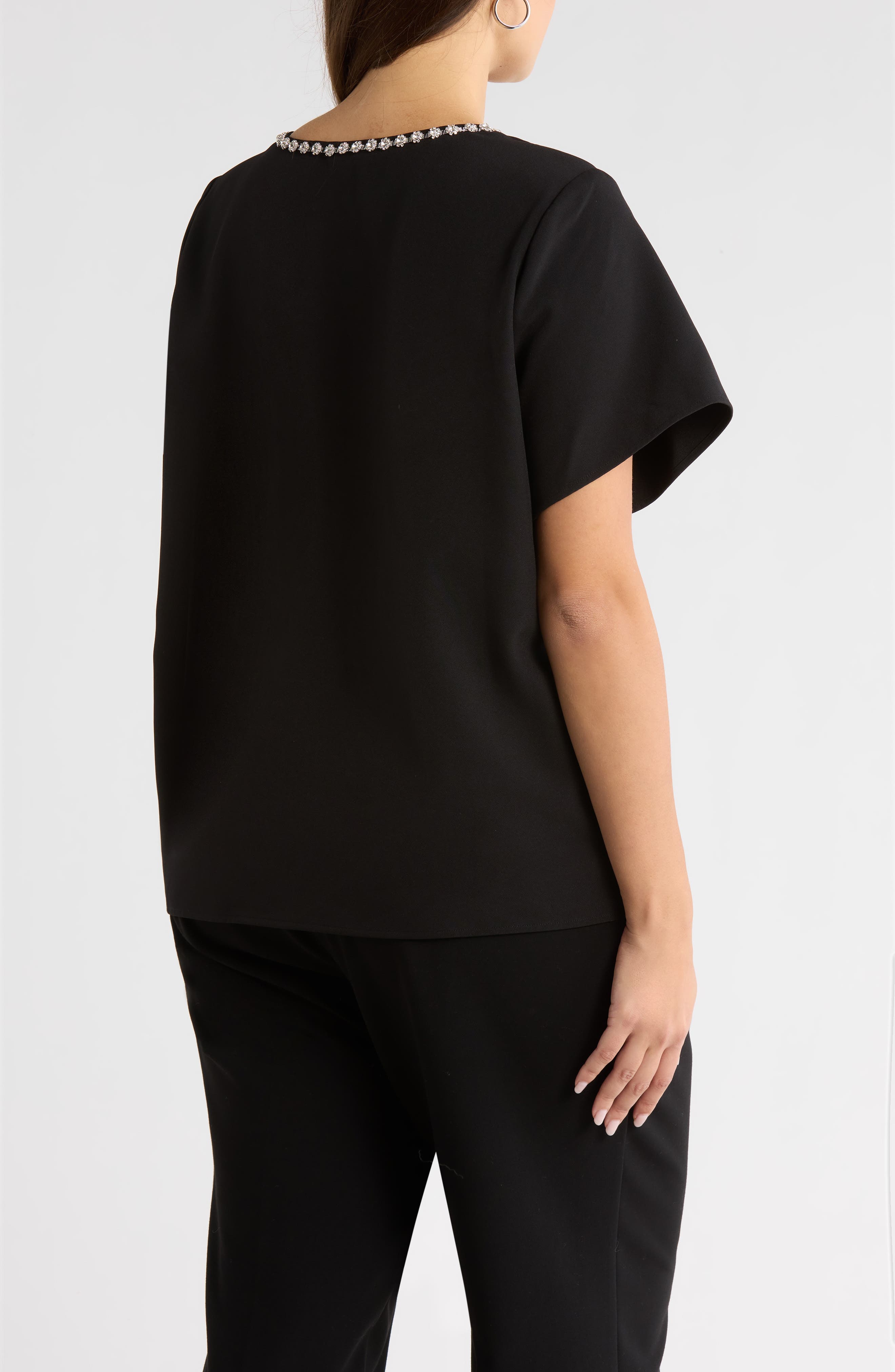 Endisy Embellished Neck Bow Top - image 2