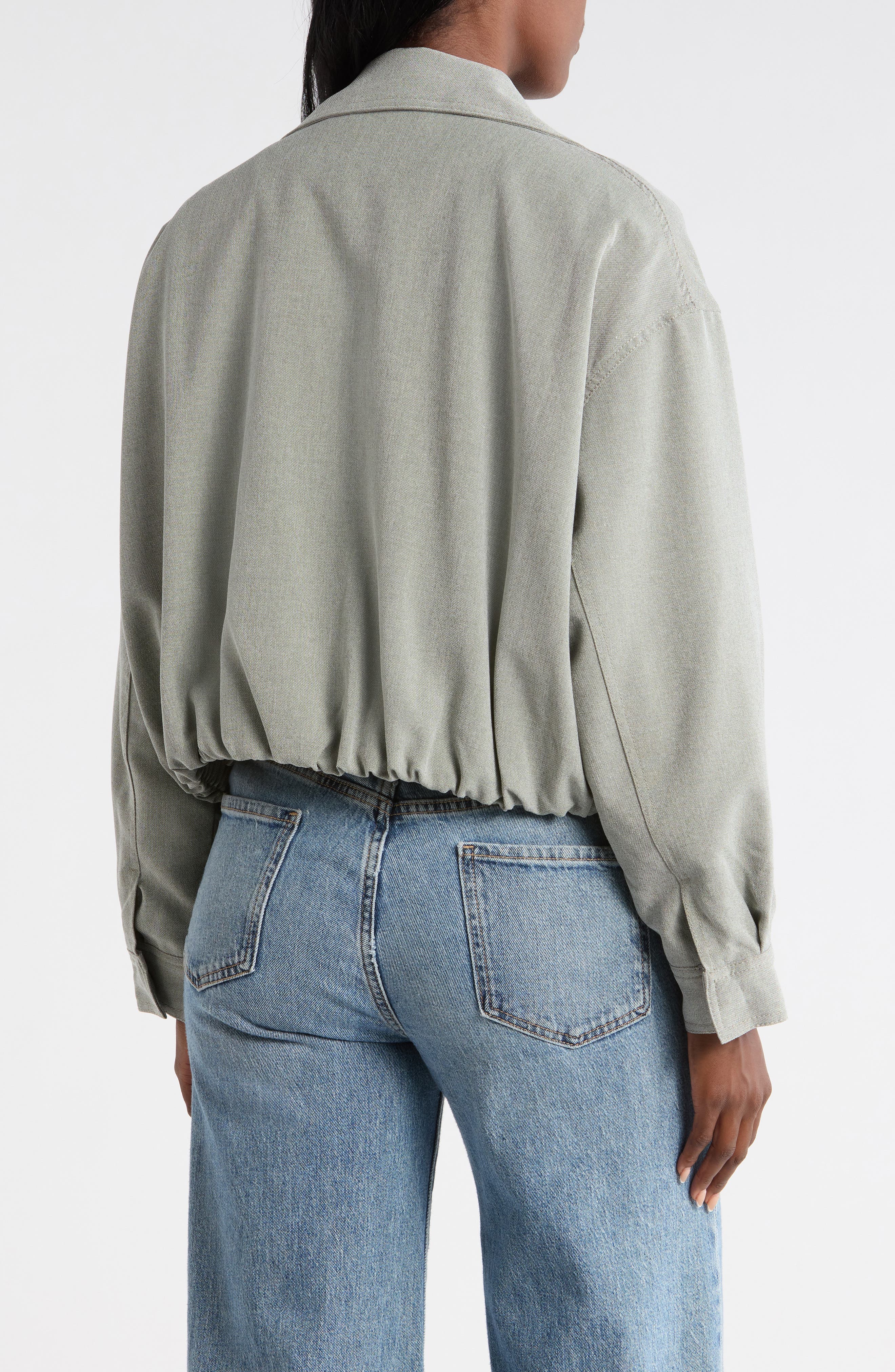 Bubble Hem Crop Bomber Jacket - image 4