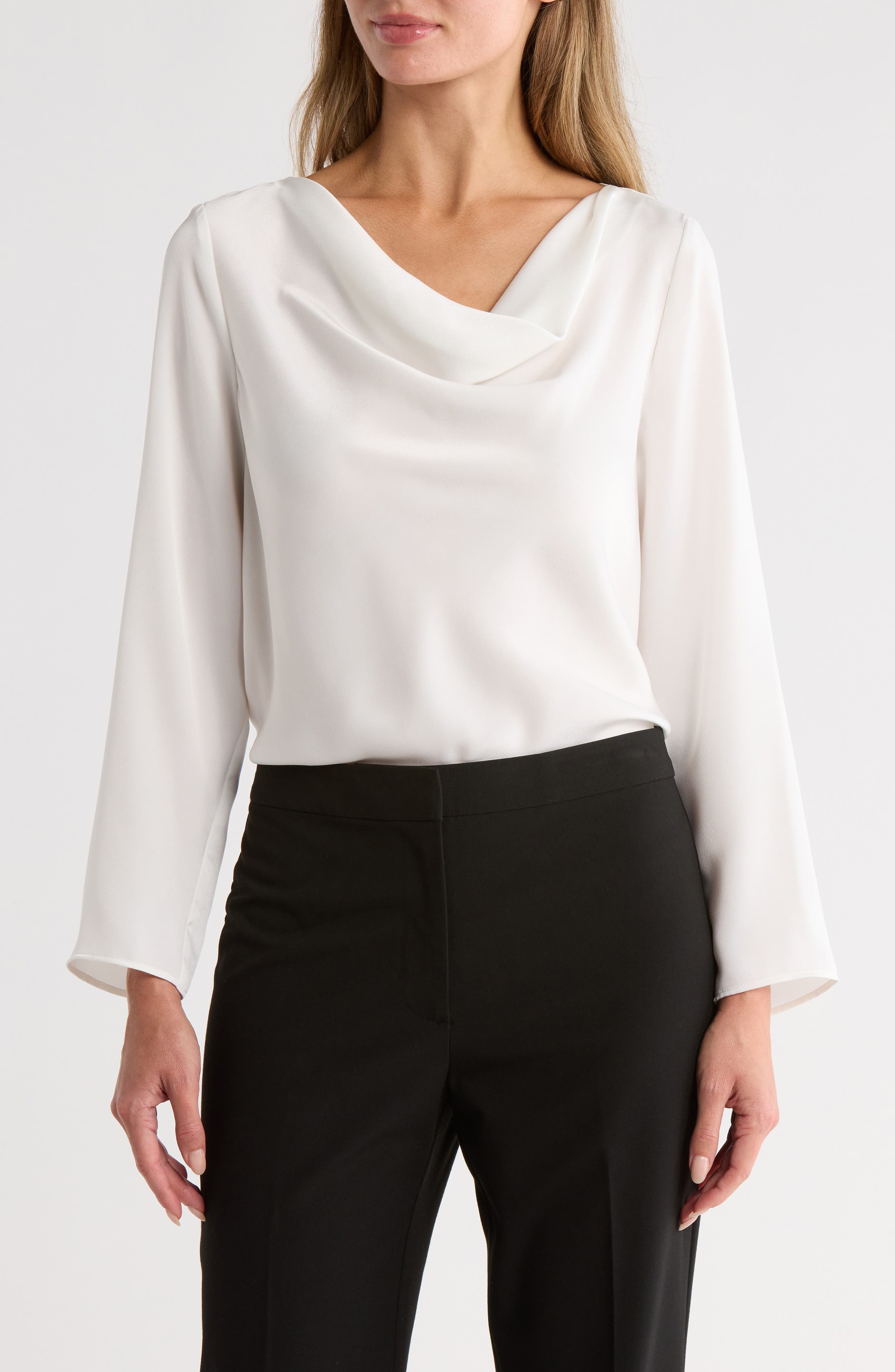 Cowl Neck Long Sleeve Satin Top - image 5