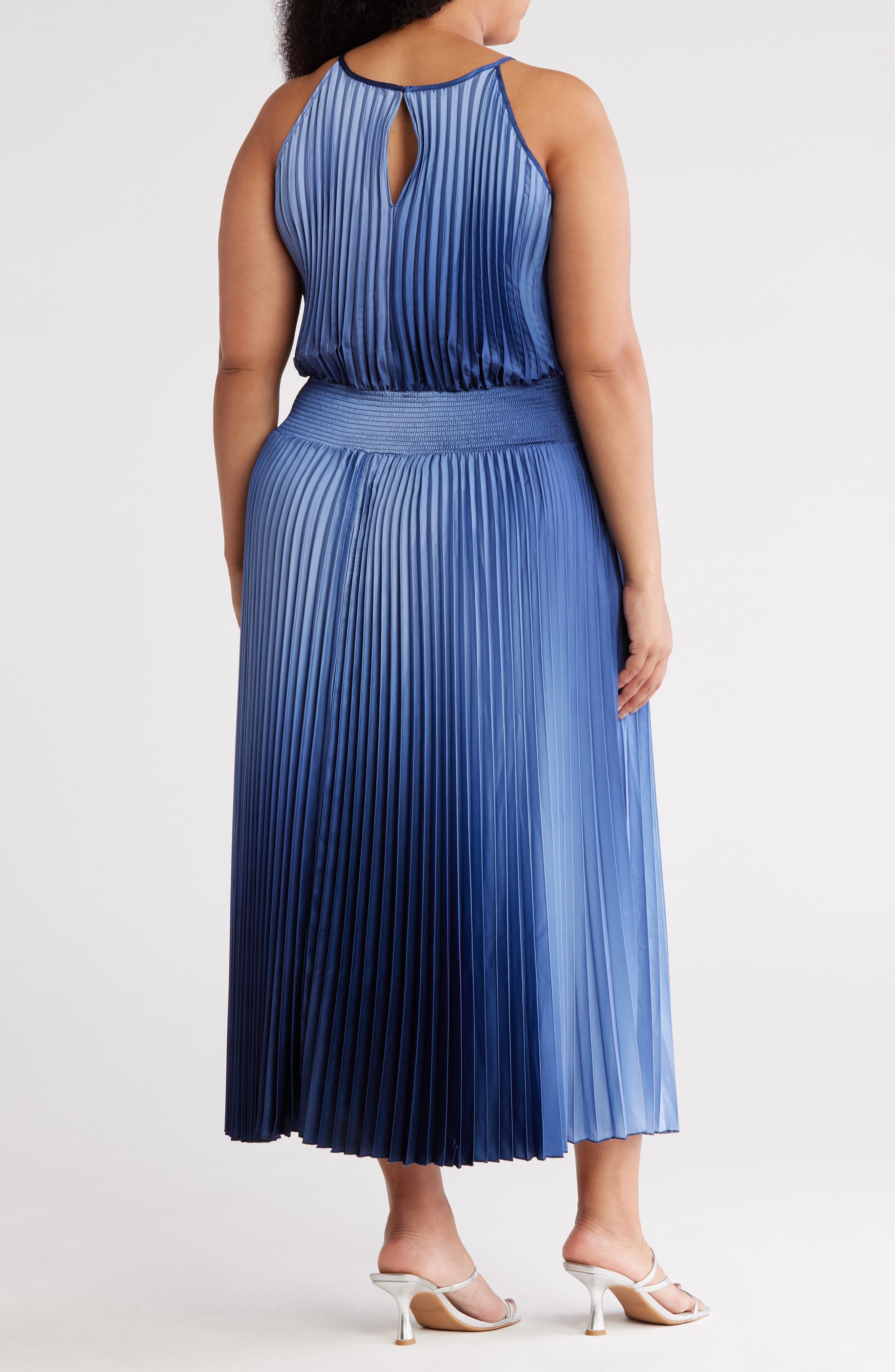Ombre Halter Neck Pleated Midi Dress - image 2