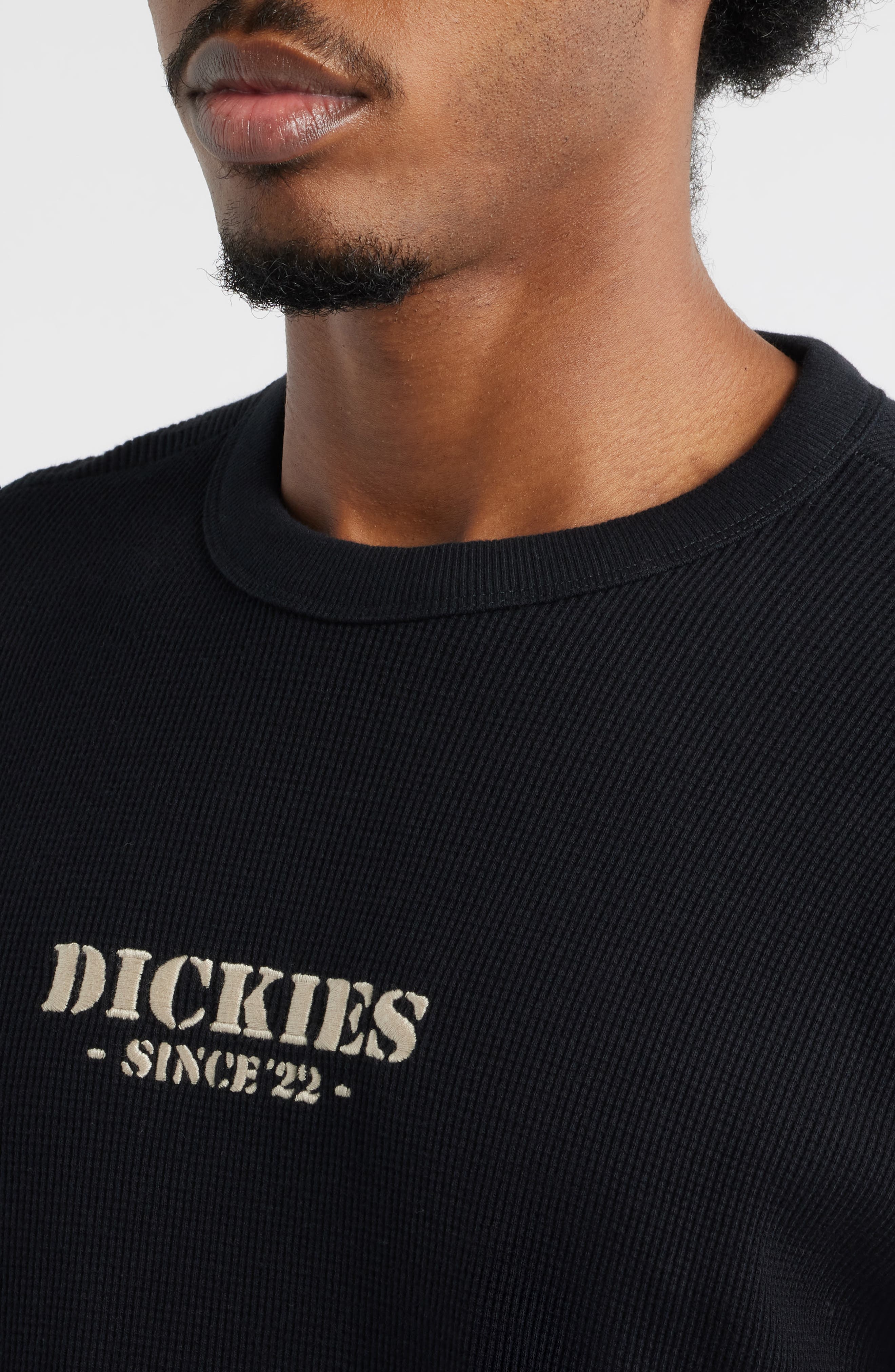 Embroidered Logo Long Sleeve Cotton Waffle T-Shirt - image 2
