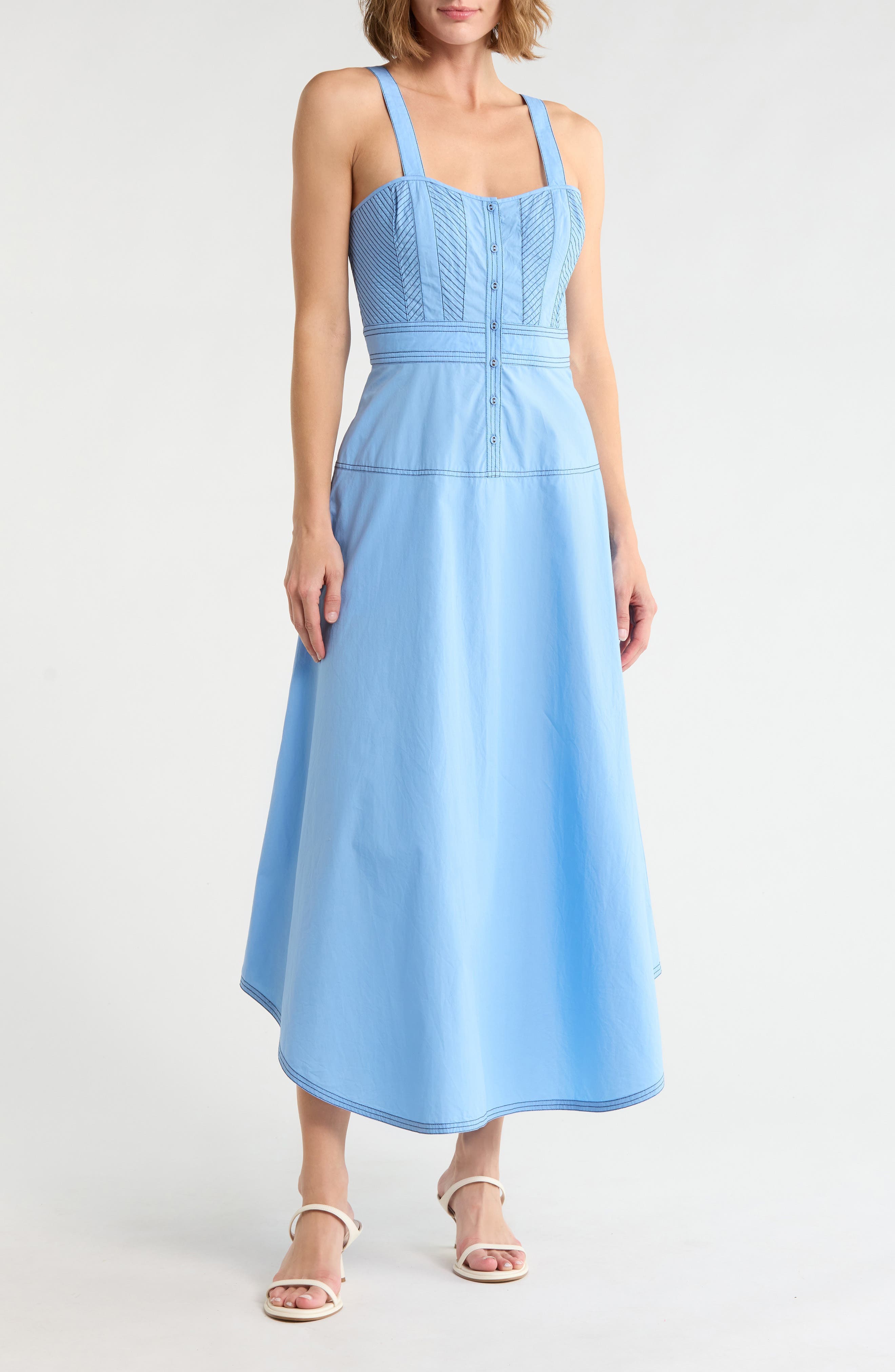 Devi Topstitch Midi Dress - image 3