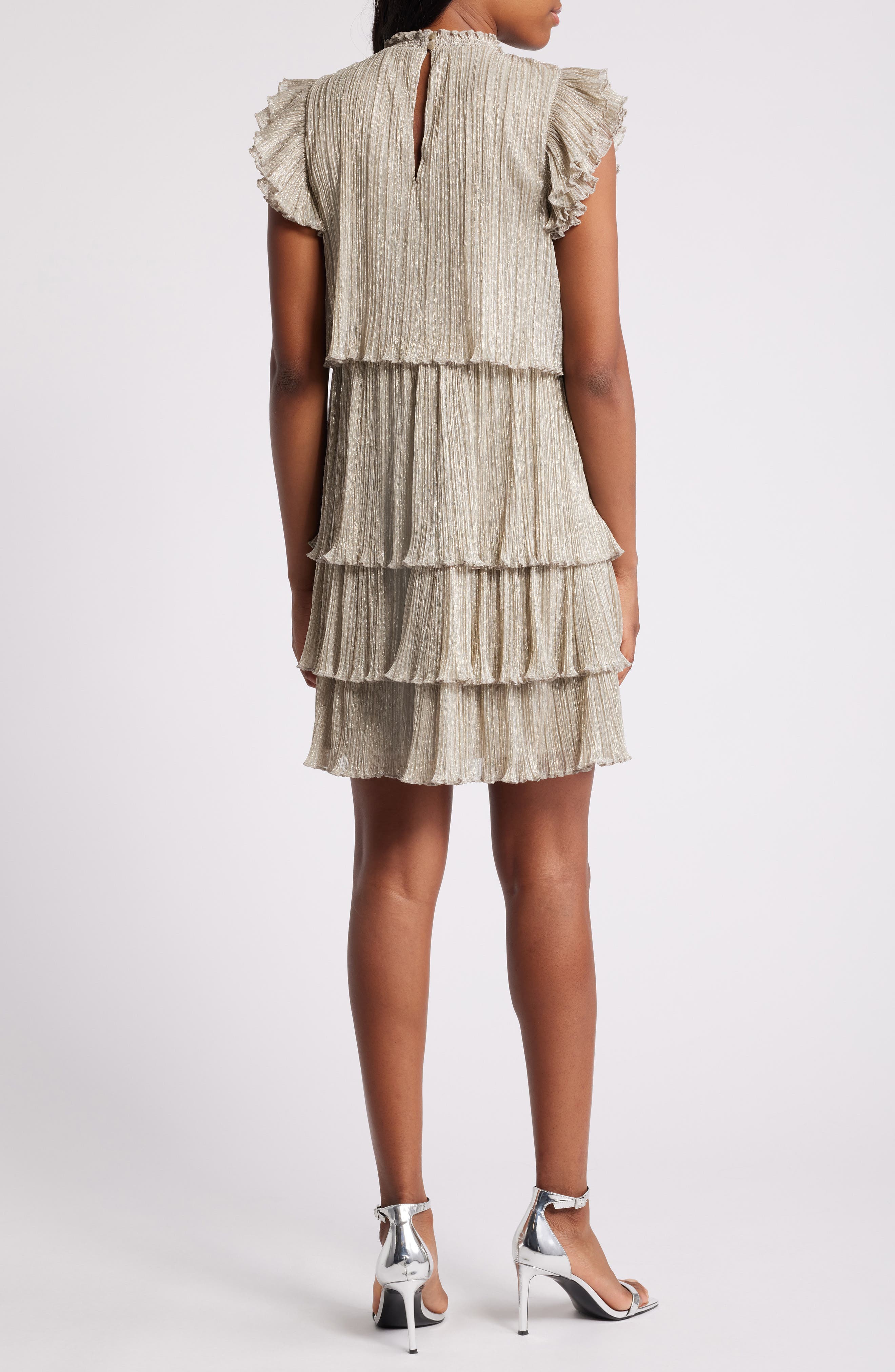 Metallic Tiered Minidress - image 2