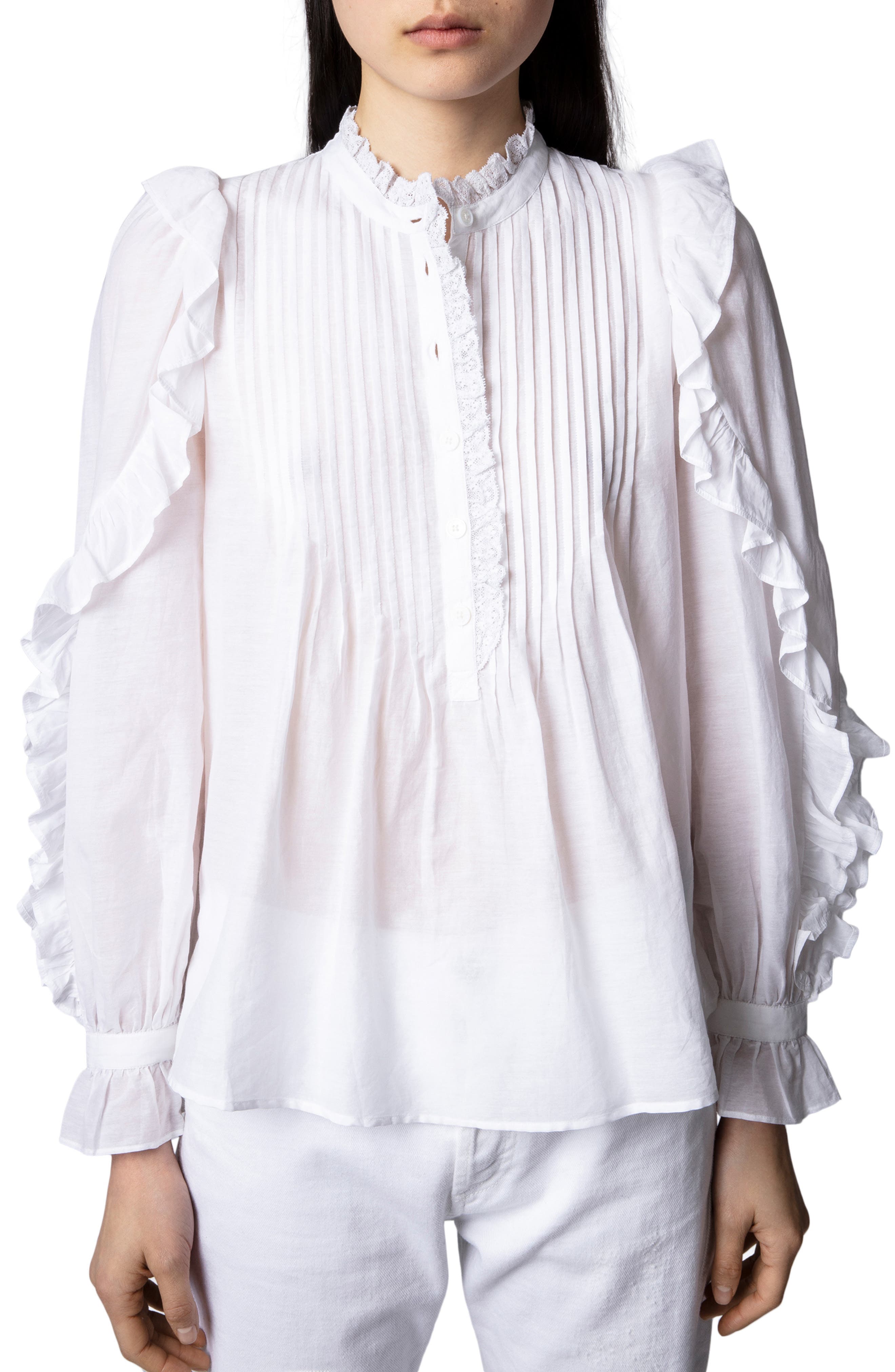 Timmy Tomboy Ruffle Cotton Blend Blouse - image 1
