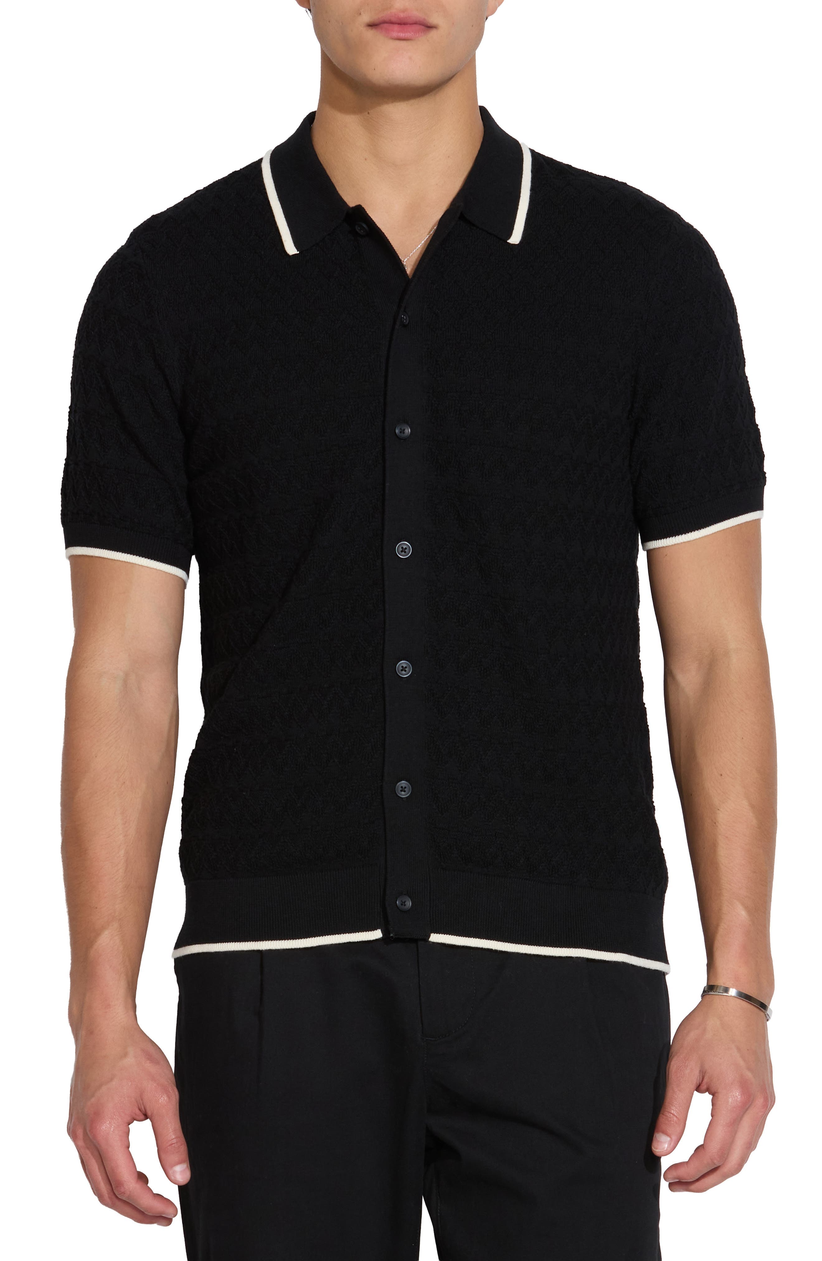 Short Sleeve Button-Down Sweater - image 1