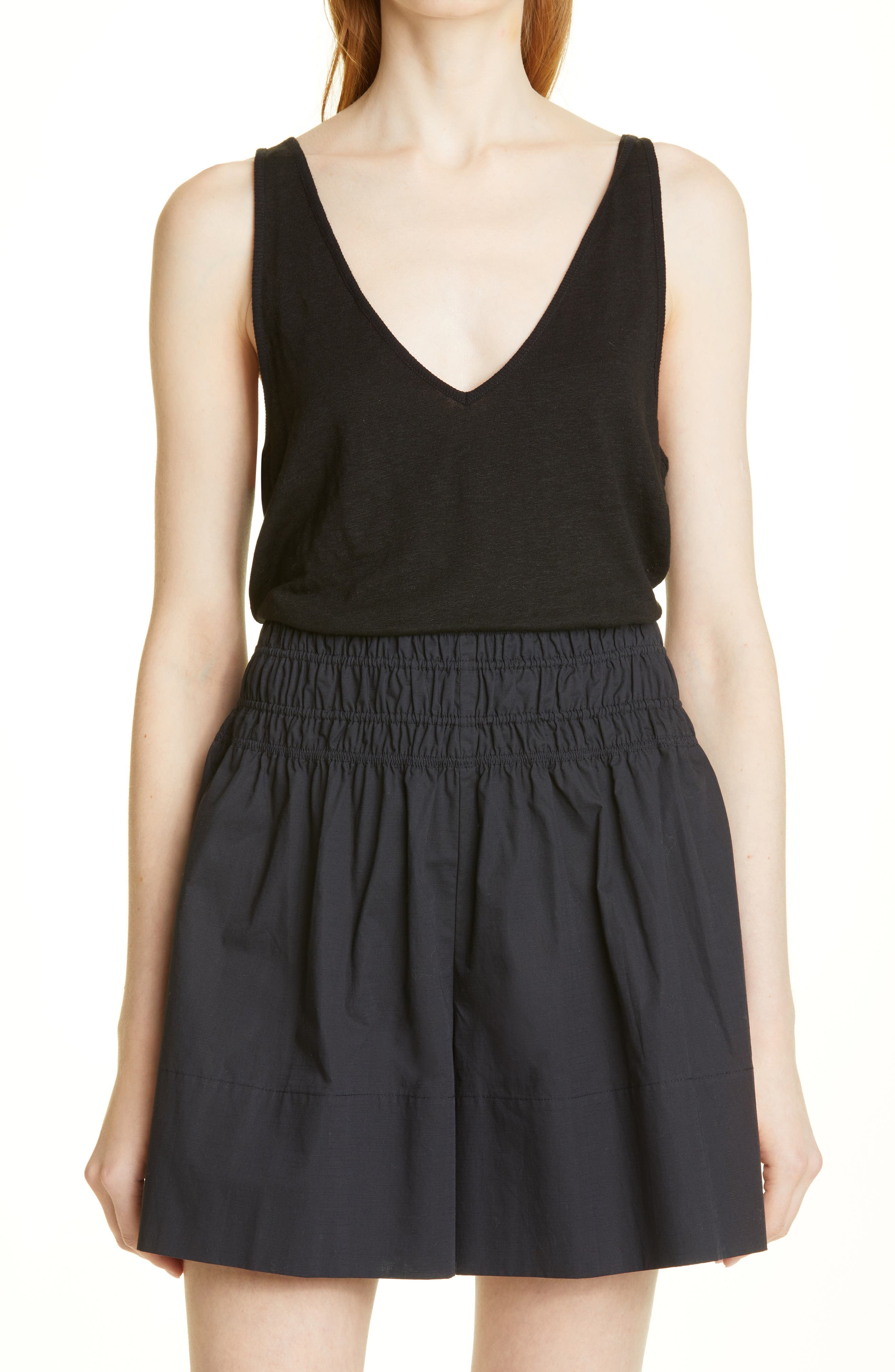 Double V-Neck Linen Tank - image 1