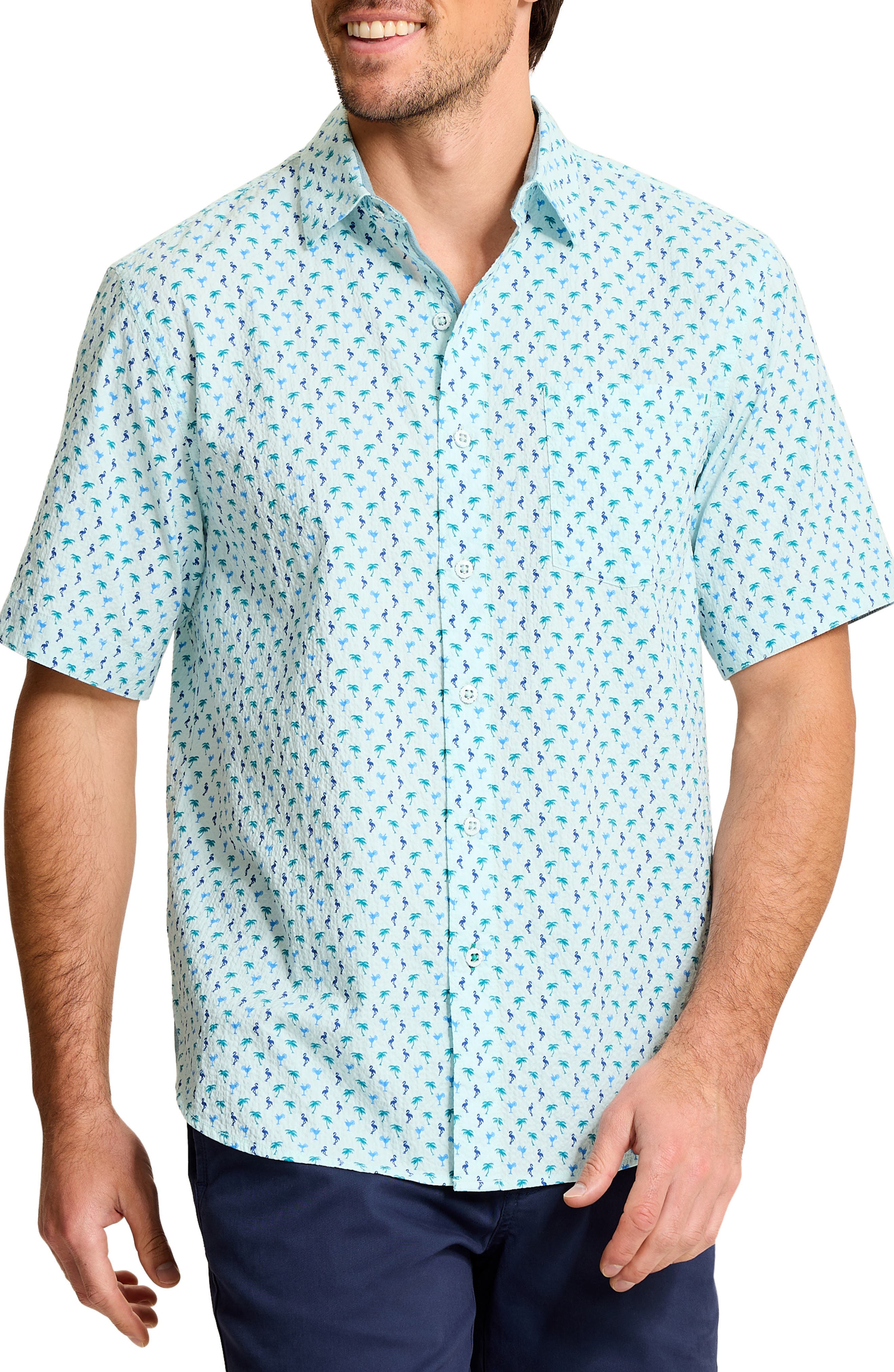 Nova Wave Flock It to You Short Sleeve Seersucker Button-Up Shirt - image 3