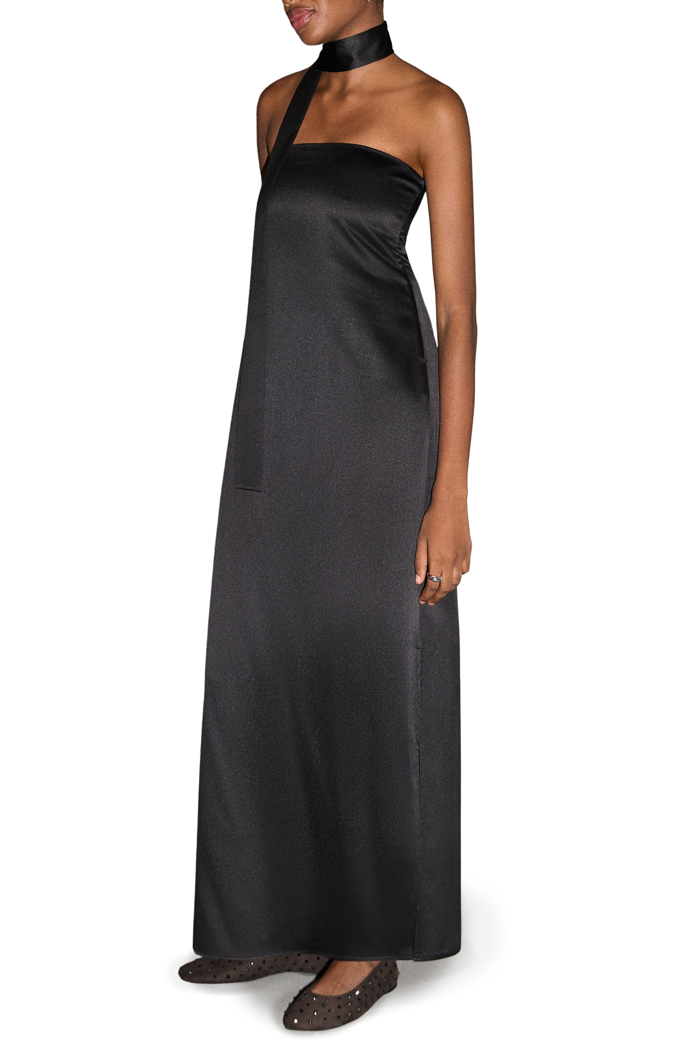 Satin Halter Maxi Dress - image 1