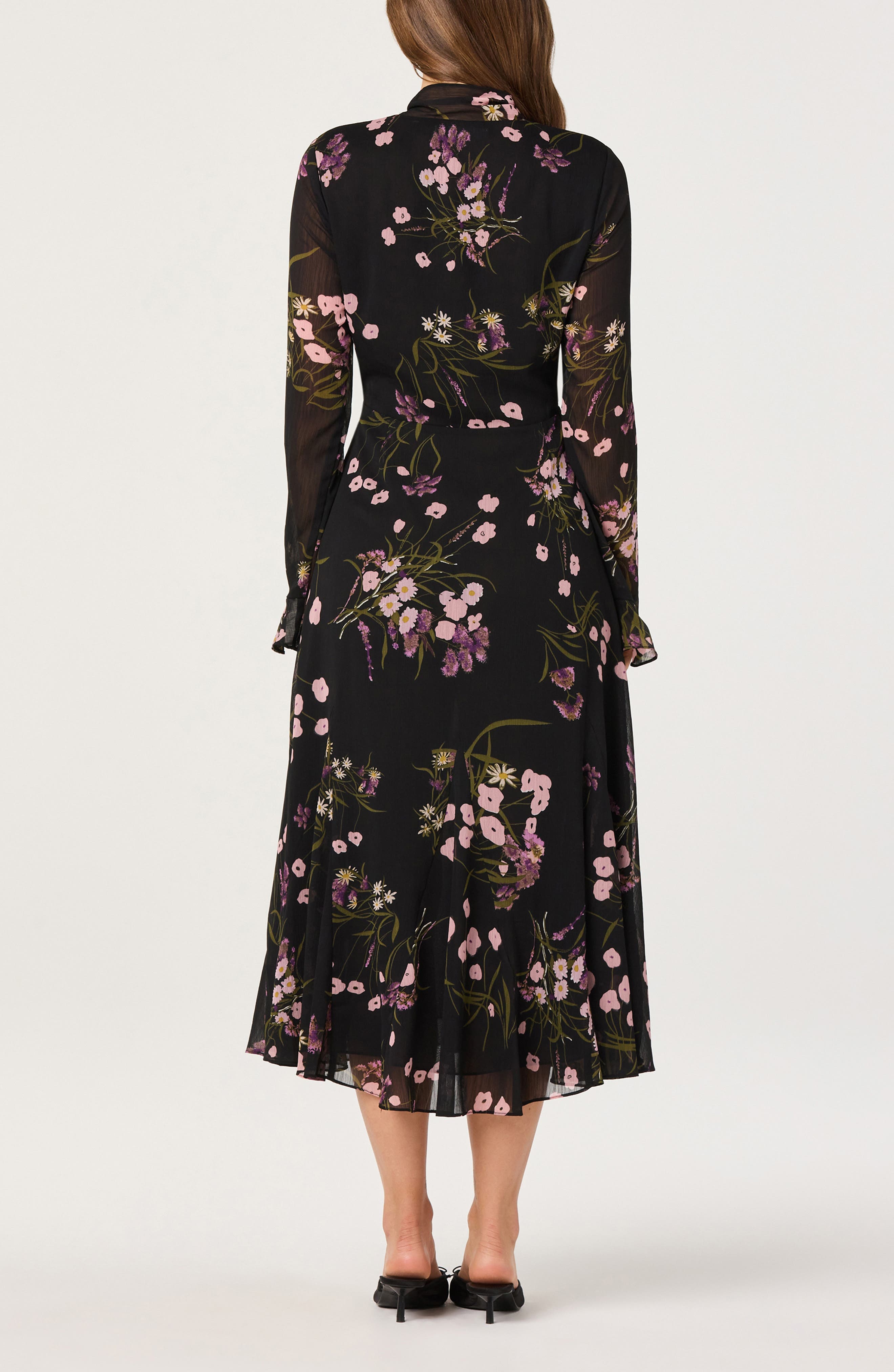 Floral Tie Neck Long Sleeve Dress - image 2