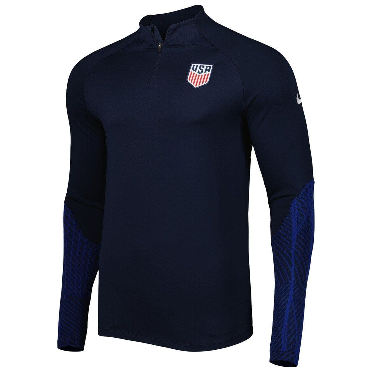 Men's Nike Navy USMNT 2022 Strike Drill Performance Raglan Quarter-Zip Long Sleeve Top - image 2