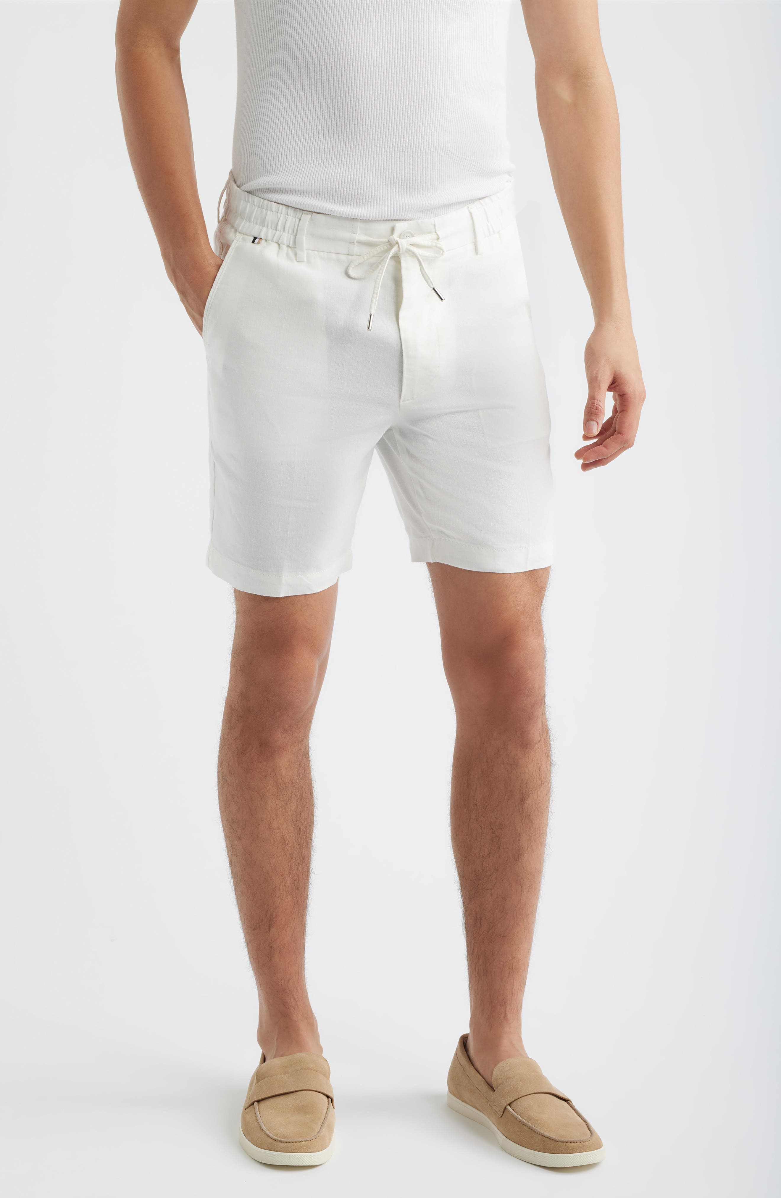 Kane Flat Front Linen Blend Drawstring Shorts - image 1