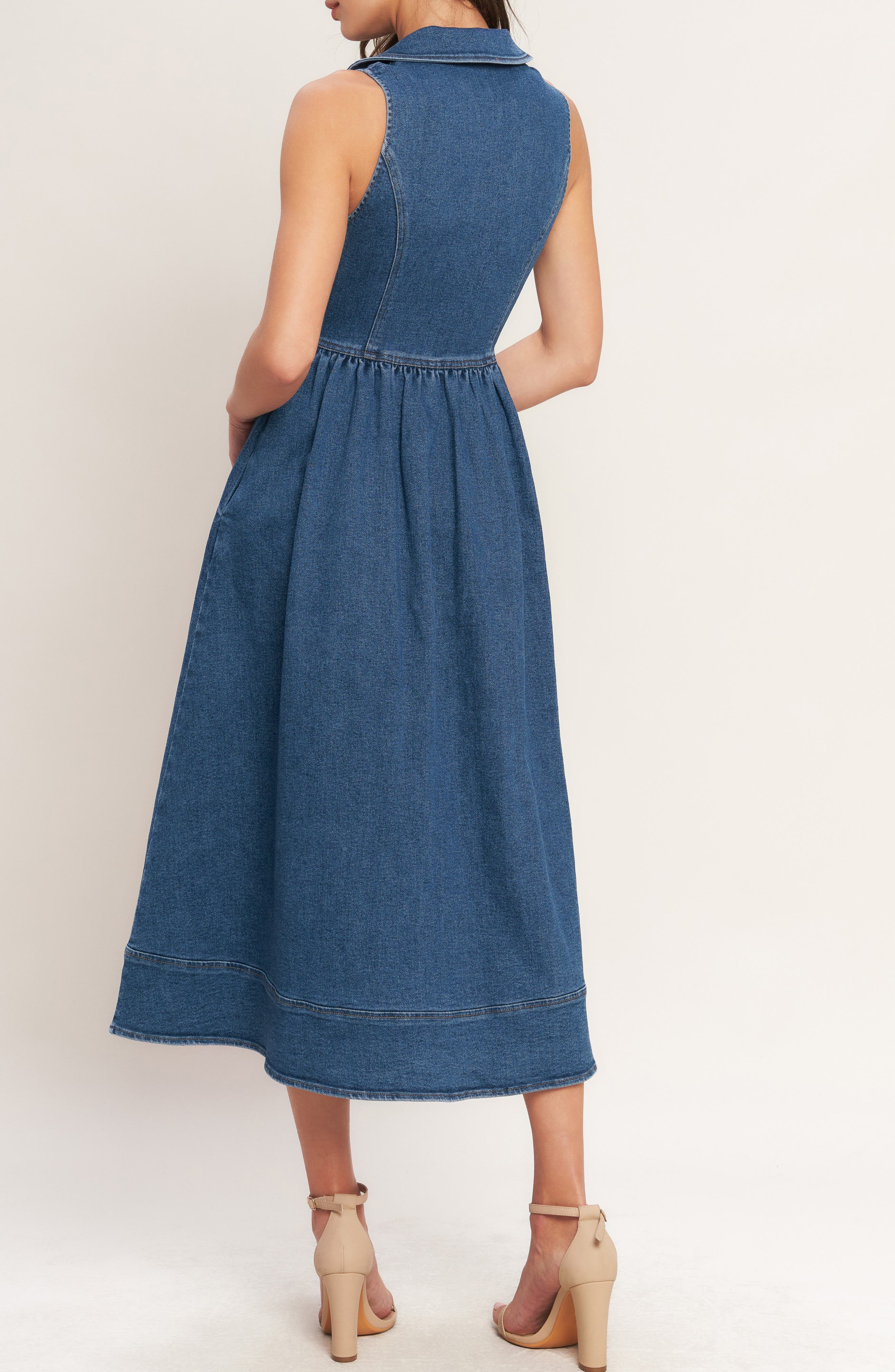 Sleeveless Denim Midi Dress - image 2