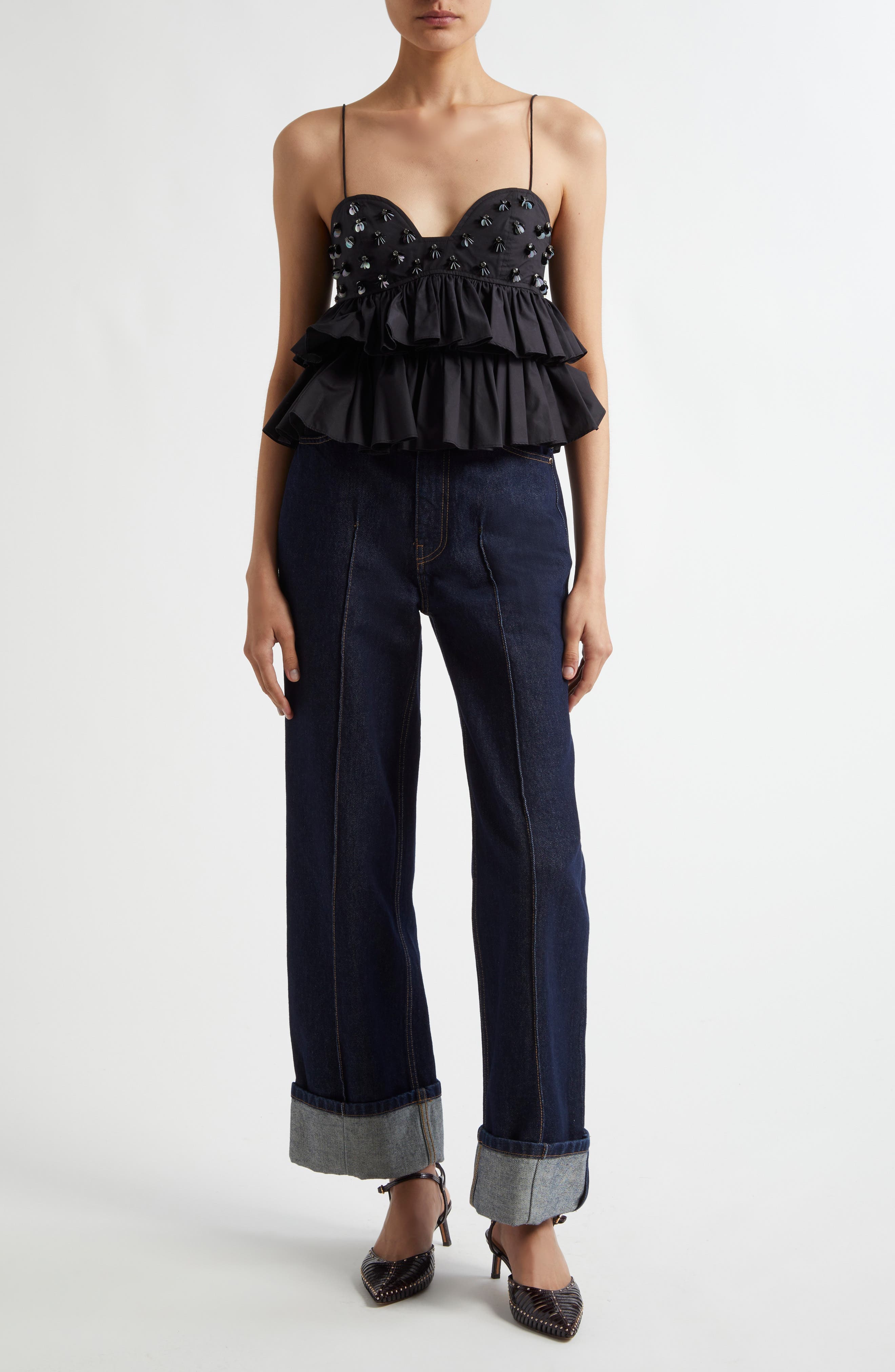 Lucia Embellished Ruffle Crop Camisole - image 2