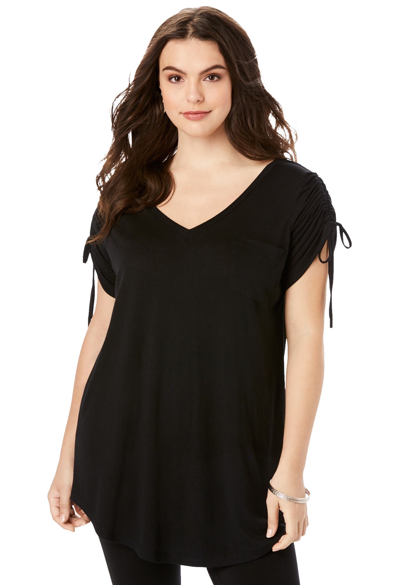 Plus Size Ruched Sleeve Ultra Drape Tunic - image 1