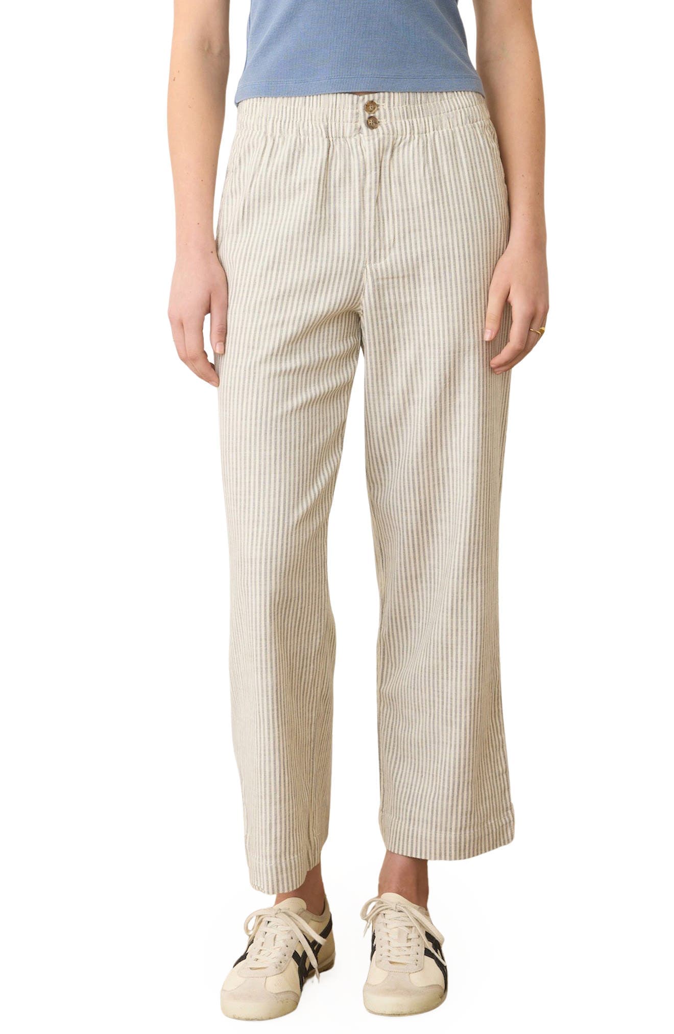Elle Stripe Stretch Cotton Pants - image 1