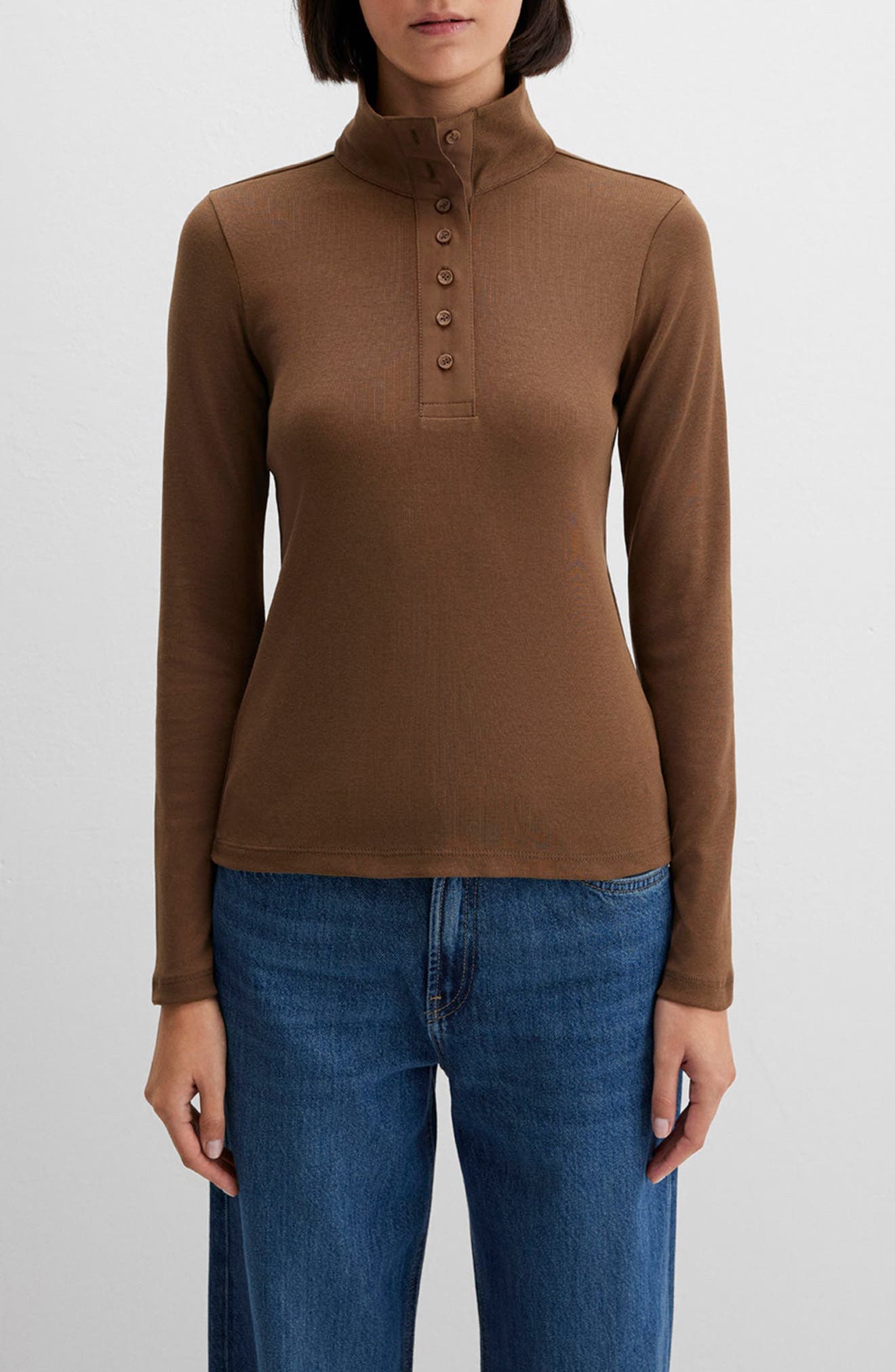 Turtleneck Long Sleeve Cotton Jersey Top - image 1