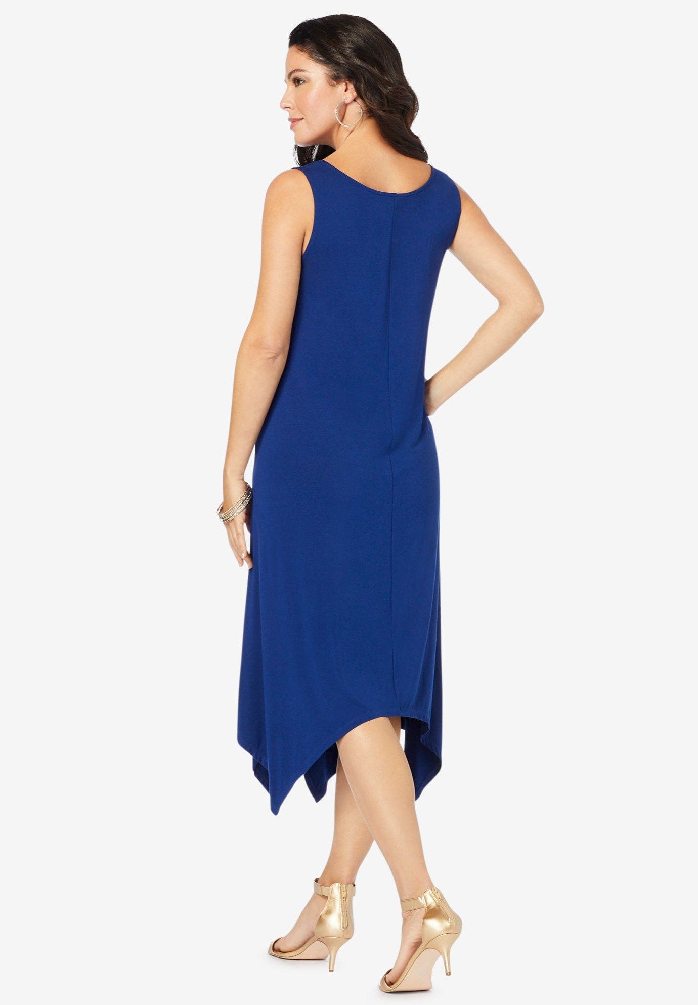 Plus Size Stretch Knit Mid Length Sleeveless Swing Dress - image 2